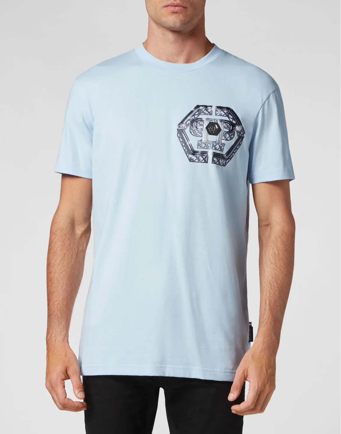 T-shirt Round Neck Skull, цвет: Голубой