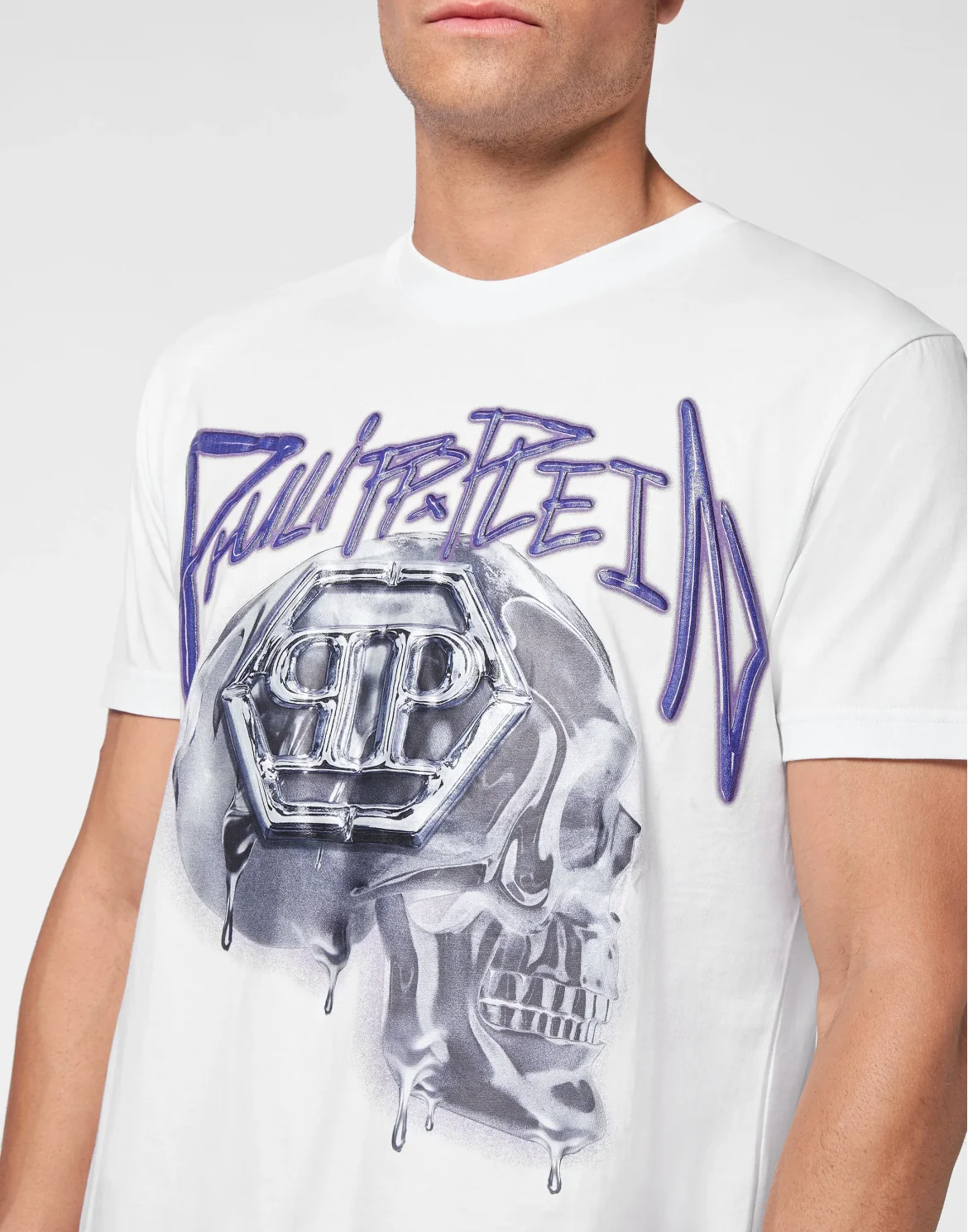 T-shirt Round Neck Skull, цвет: Белый