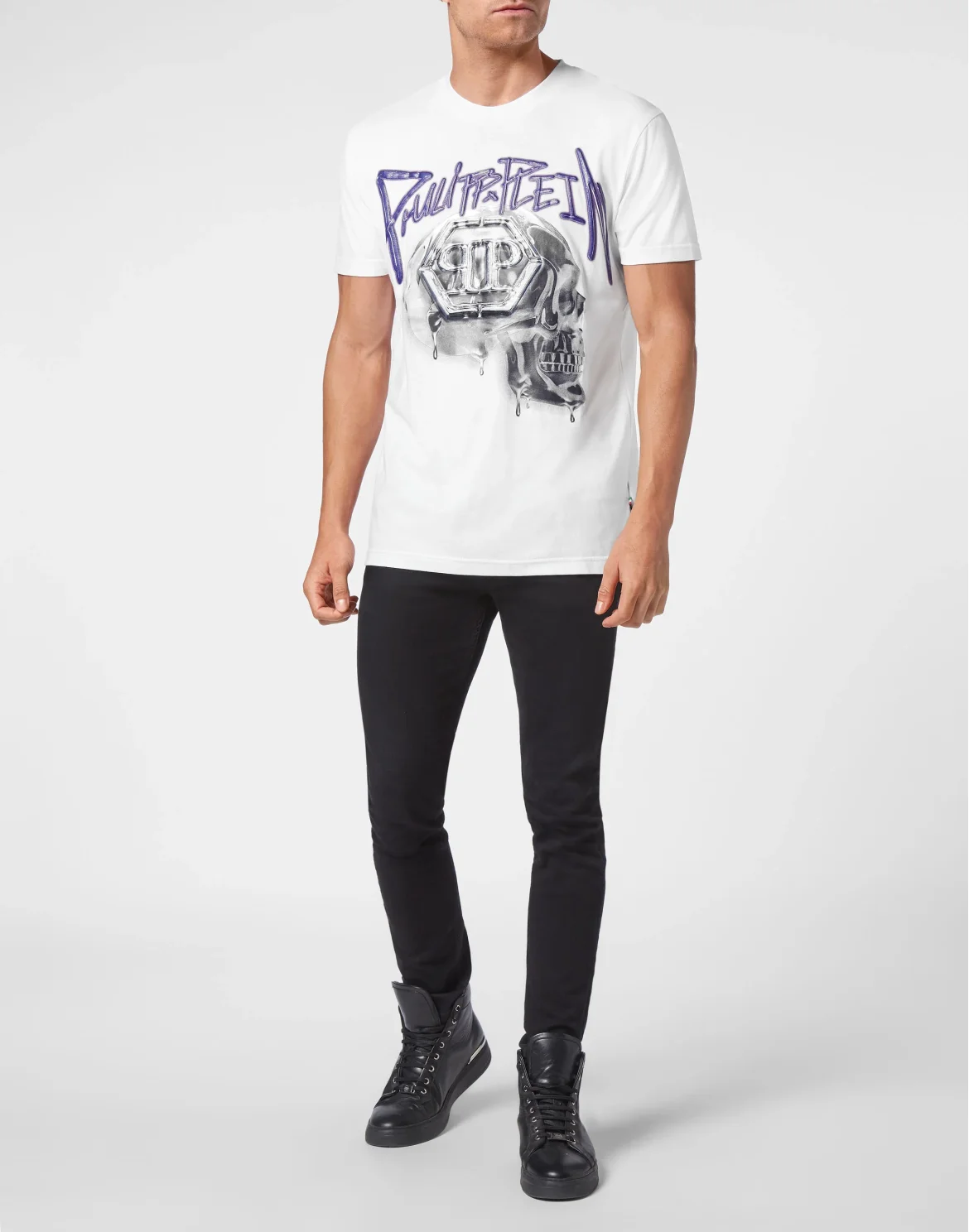 T-shirt Round Neck Skull, цвет: Белый