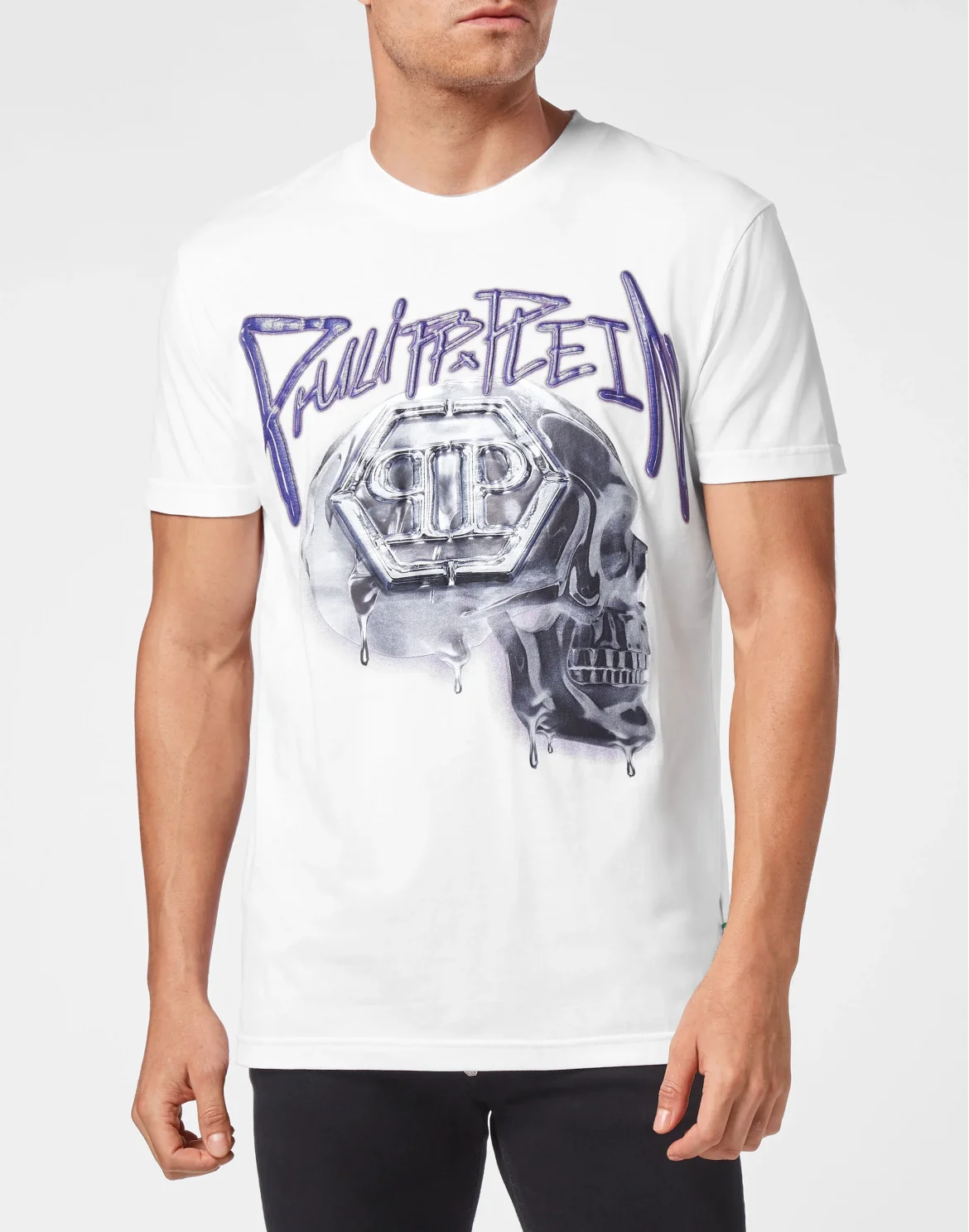 T-shirt Round Neck Skull, цвет: Белый