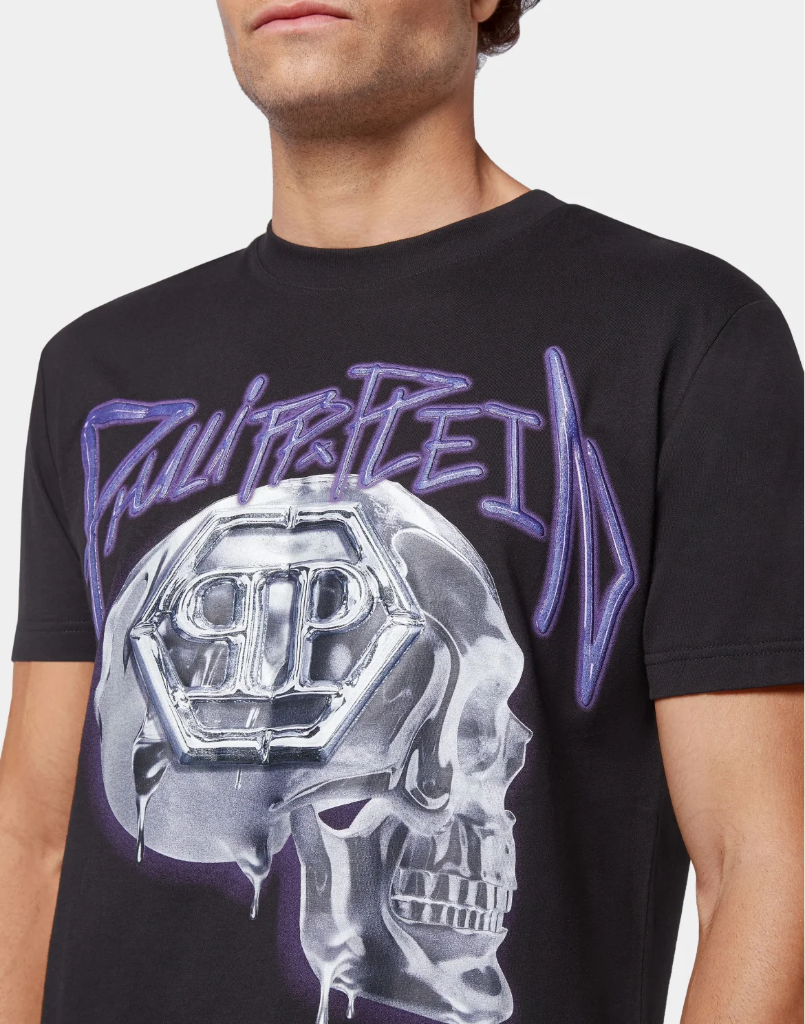T-shirt Round Neck Skull, цвет: Черный