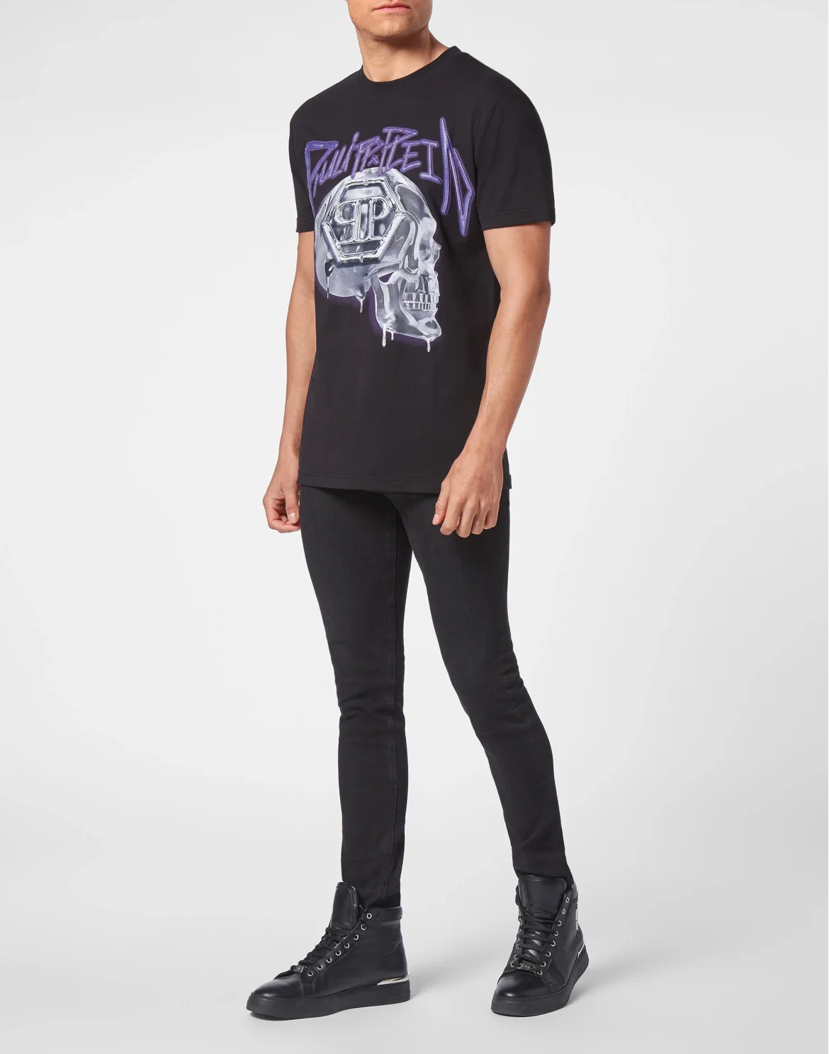 T-shirt Round Neck Skull, цвет: Черный