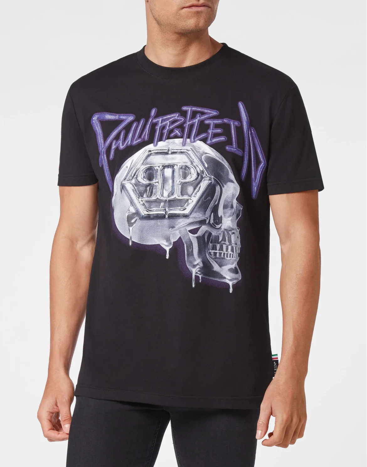 T-shirt Round Neck Skull, цвет: Черный