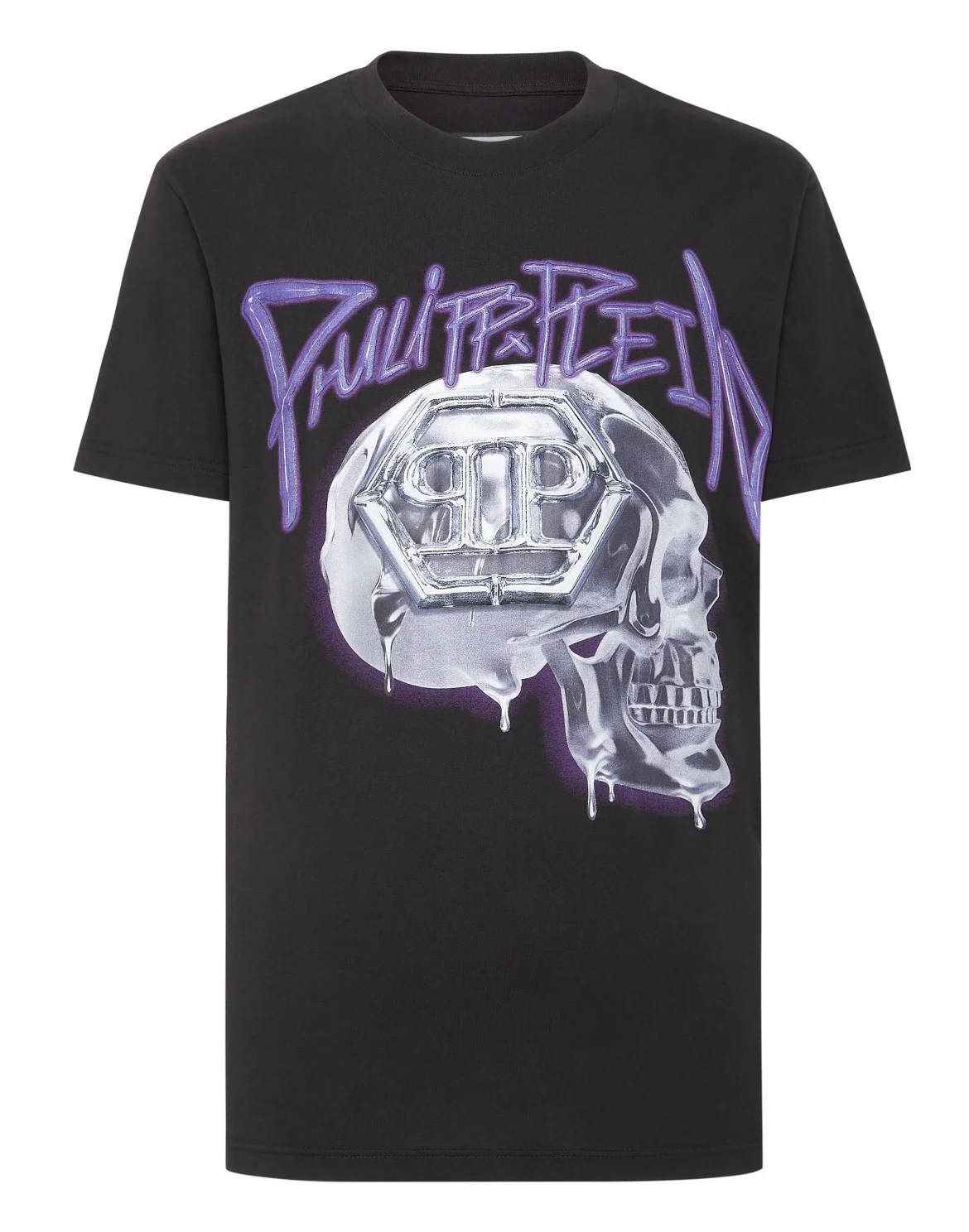 T-shirt Round Neck Skull, цвет: Черный