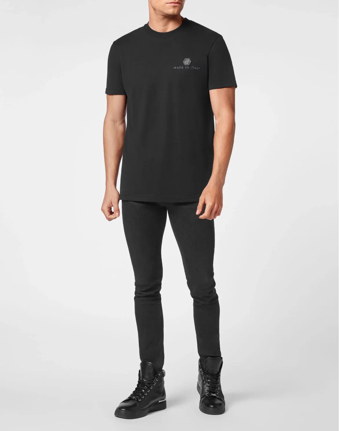 T-shirt Round Neck Hexagon, цвет: Черный