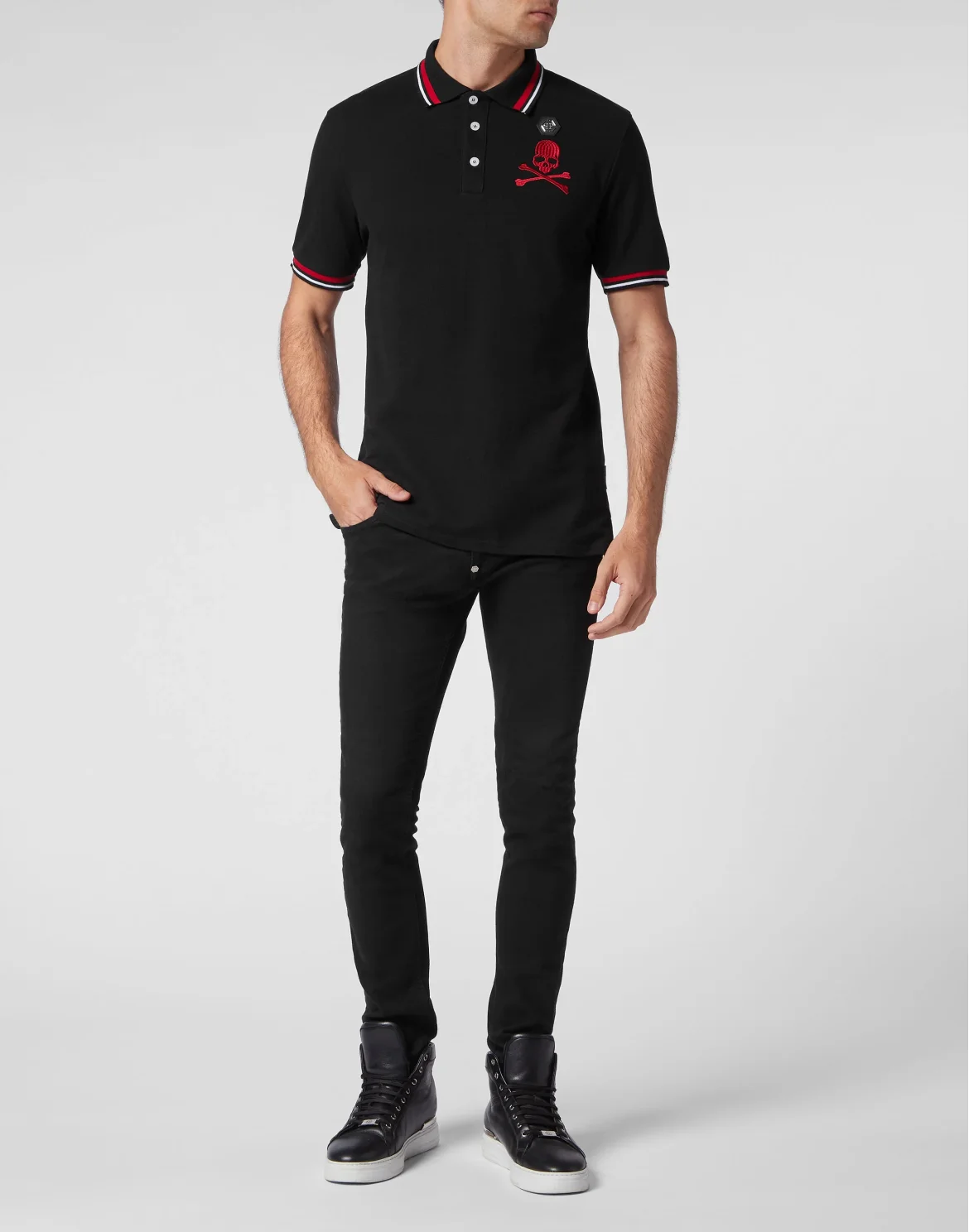 Slim Fit Polo shirt SS Skull&Bones, цвет: Черный