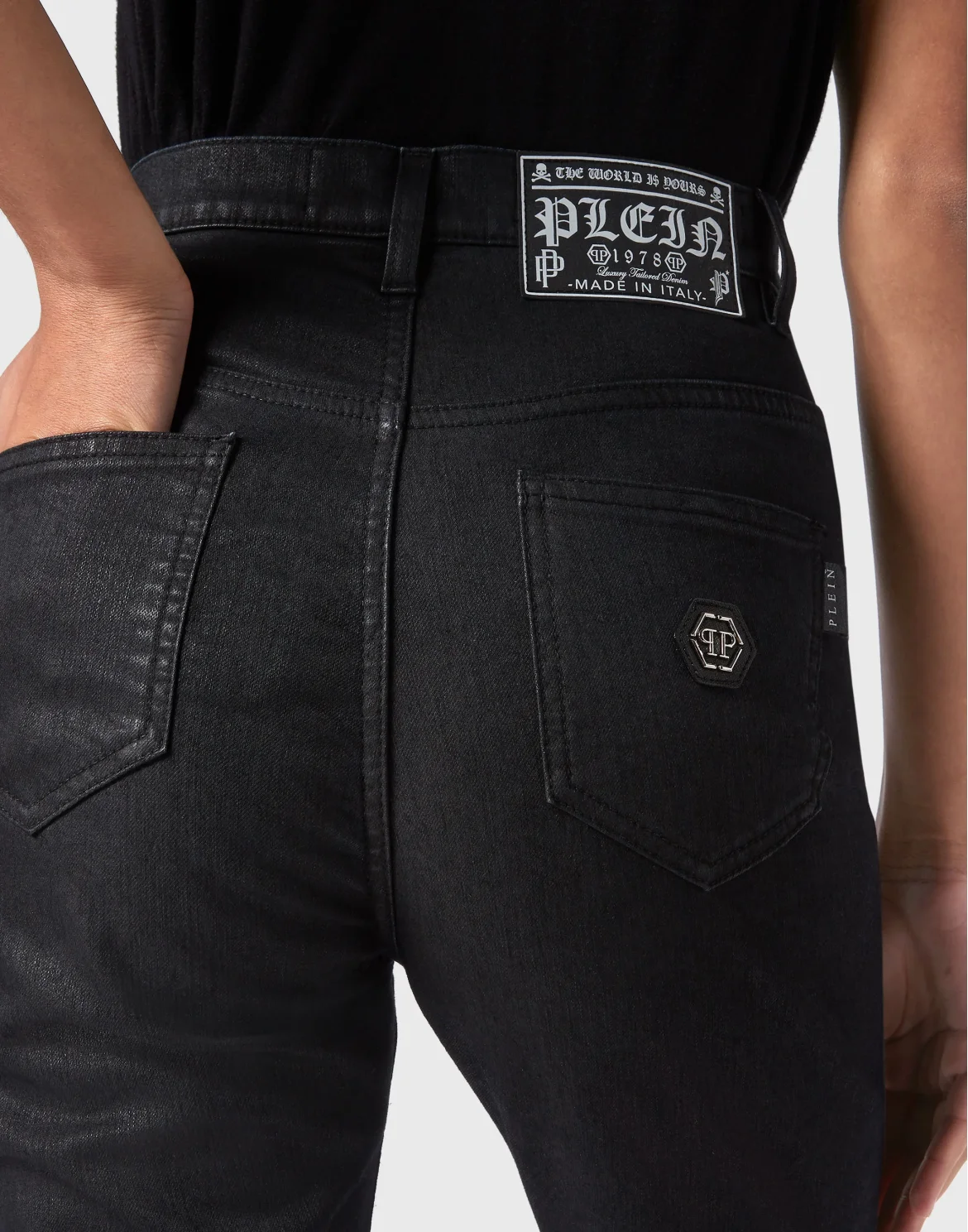 Denim Super High Waist Jeggings, цвет: Черный