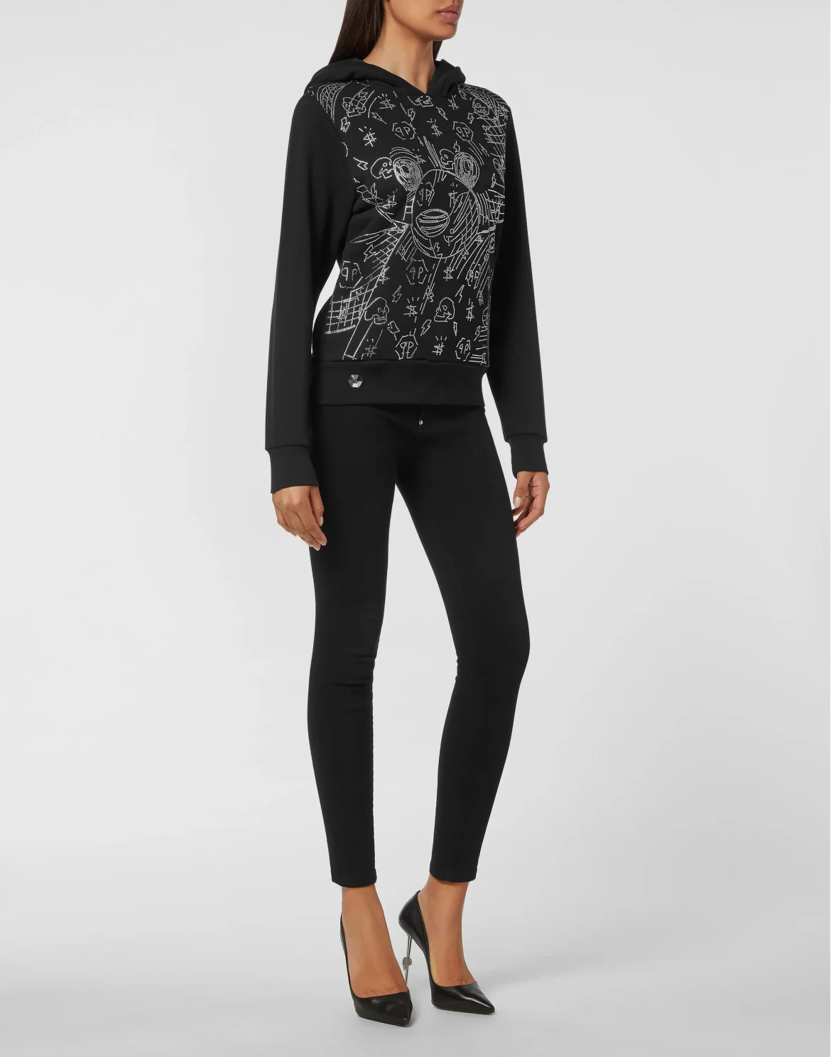 Hoodie sweatshirt Teddy Bear with Crystals, цвет: Черный