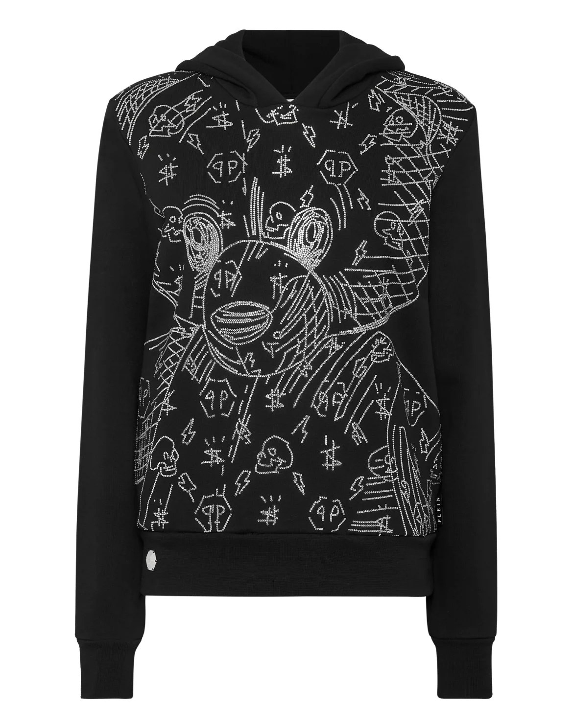 Hoodie sweatshirt Teddy Bear with Crystals, цвет: Черный