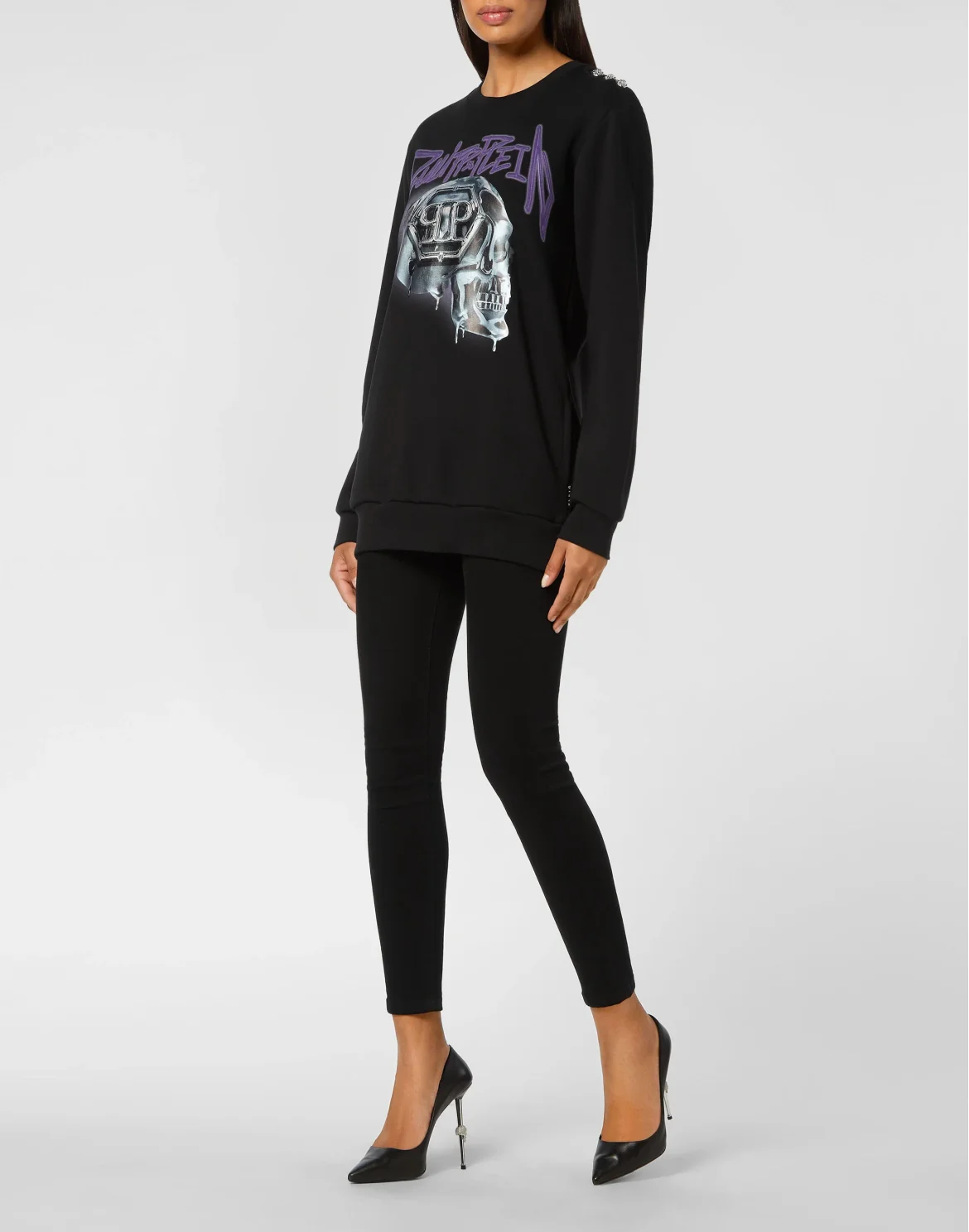 Sweatshirt Roundneck Oversize Skull, цвет: Черный