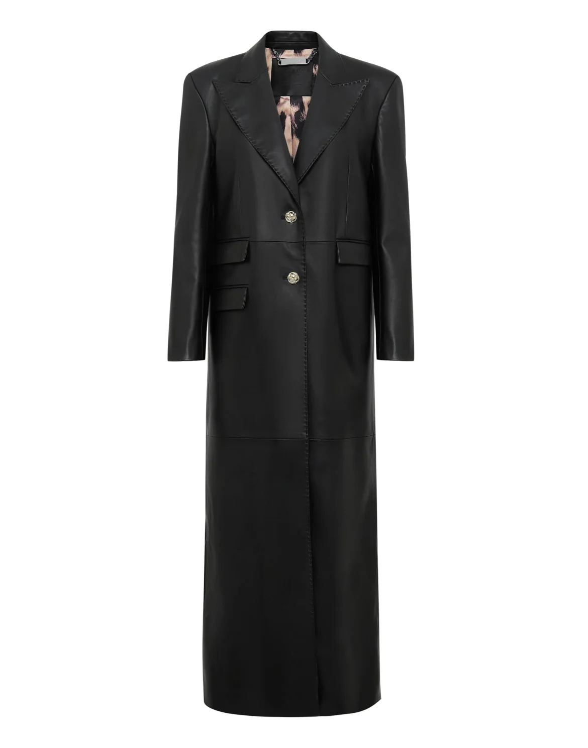 Leather Extra Long Coat, цвет: Черный