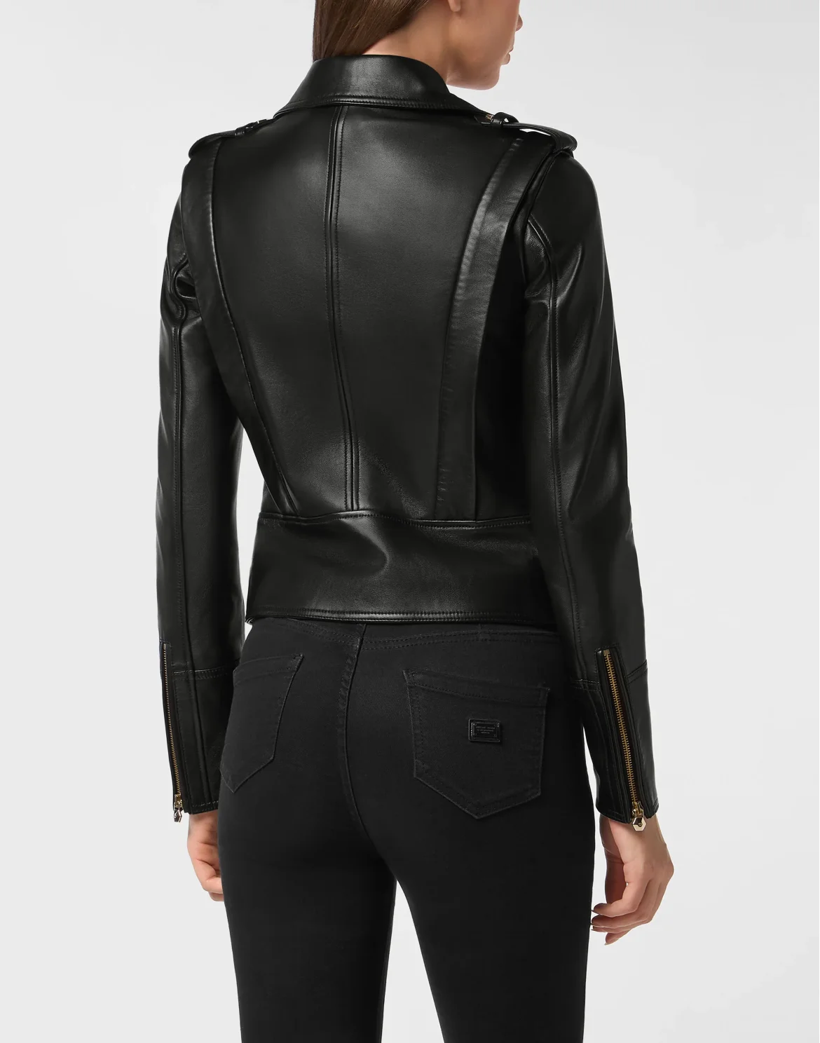 Leather Biker Jacket, цвет: Черный