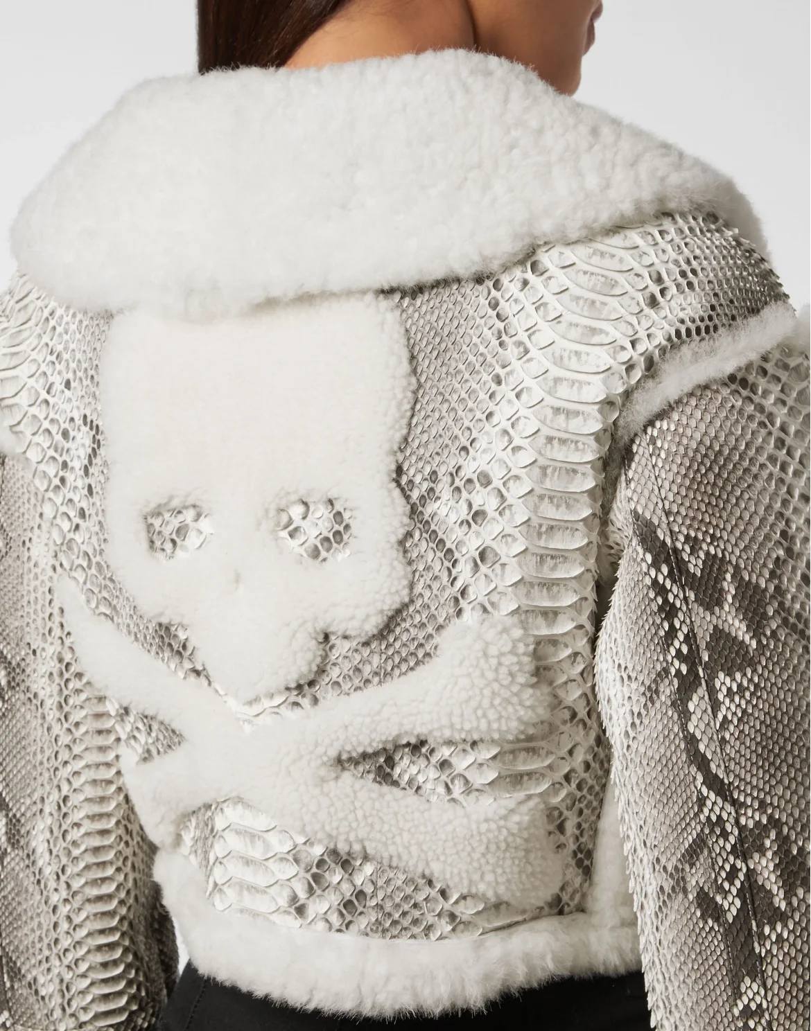 Python Leather Jacket Skull&Bones, цвет: Белый