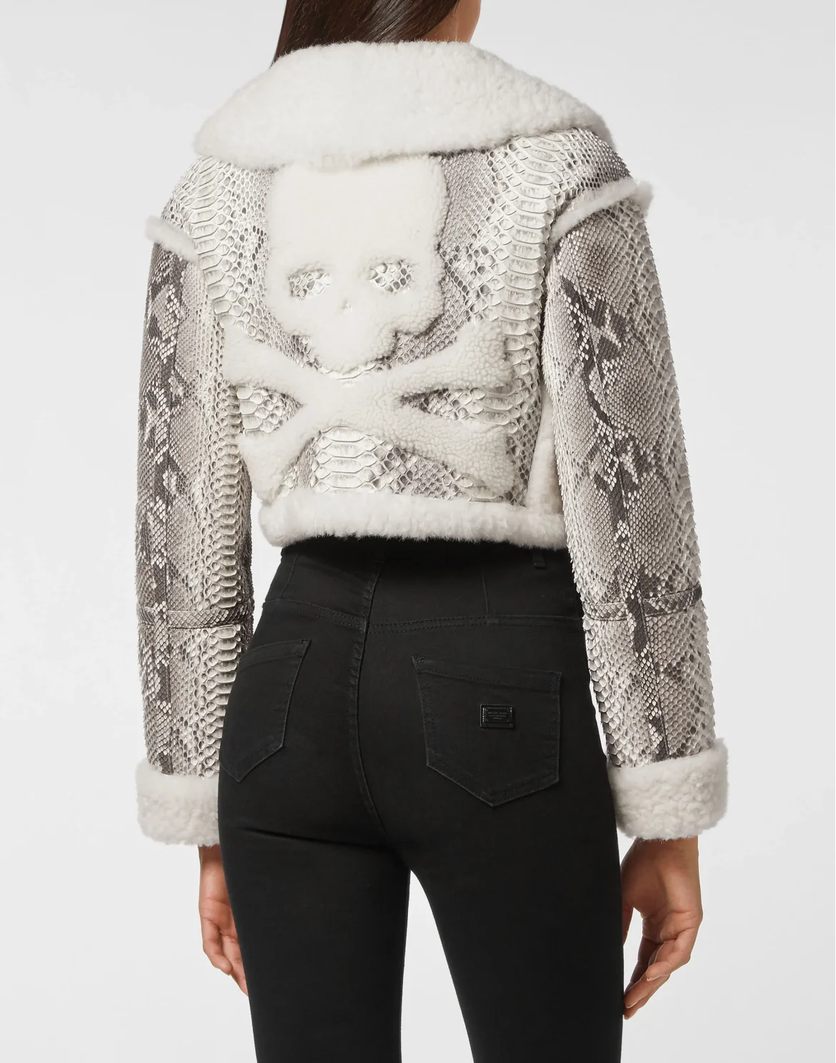 Python Leather Jacket Skull&Bones, цвет: Белый