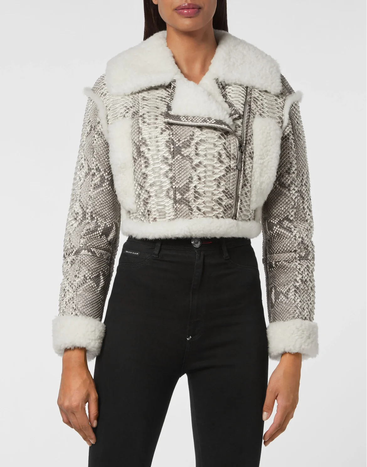 Python Leather Jacket Skull&Bones, цвет: Белый