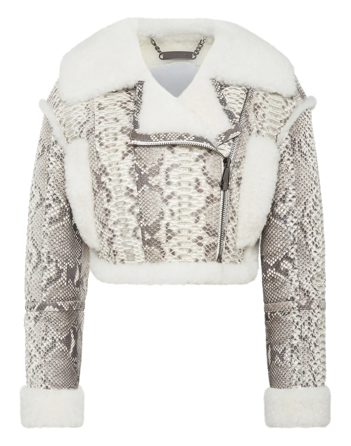 Python Leather Jacket Skull&Bones, цвет: Белый