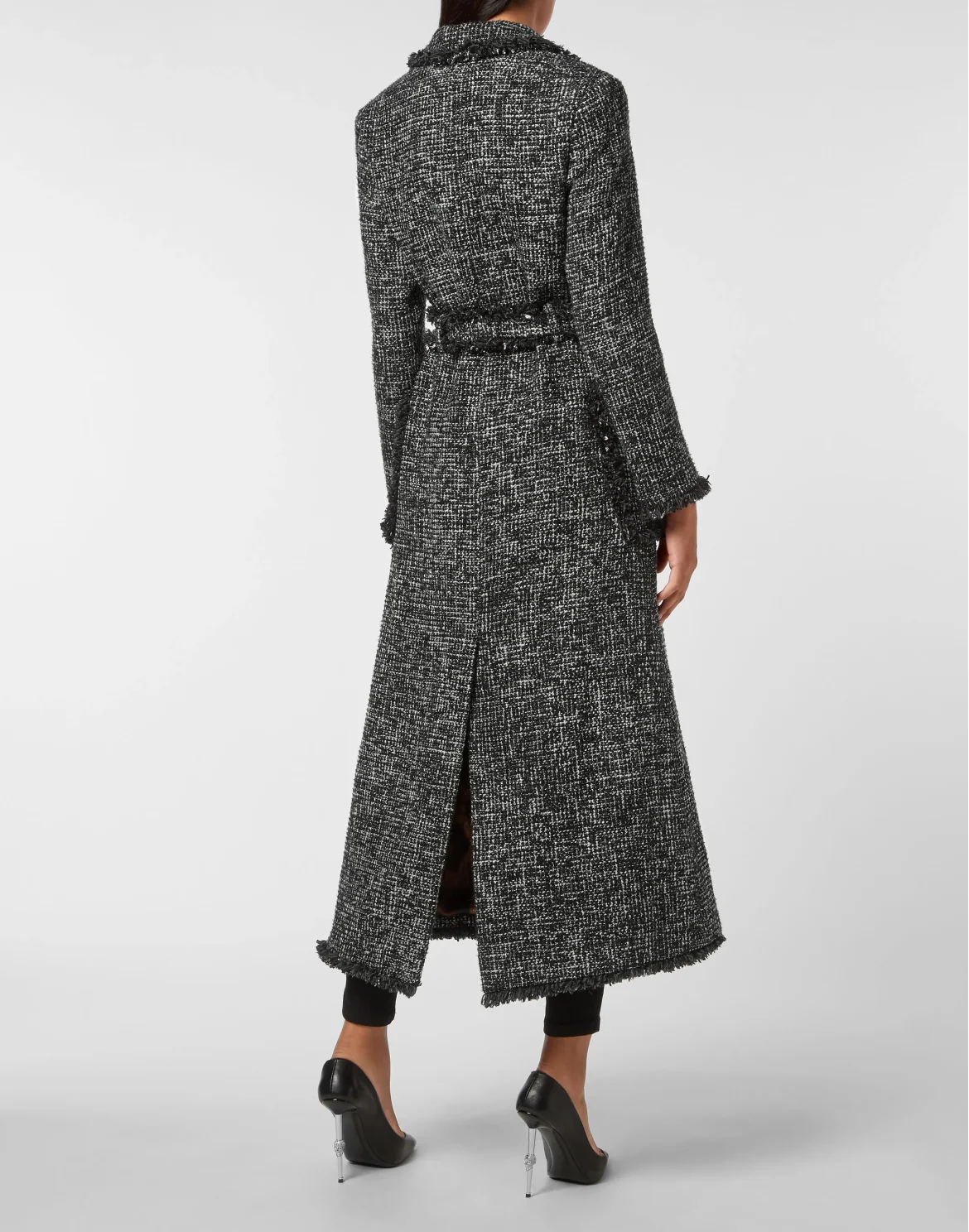 Tweed Long Coat, цвет: Черный
