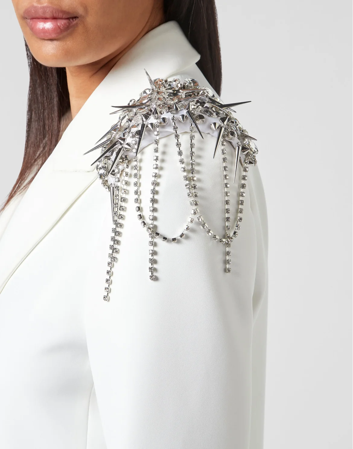 Double-Breasted Blazer with Crystals, цвет: Белый