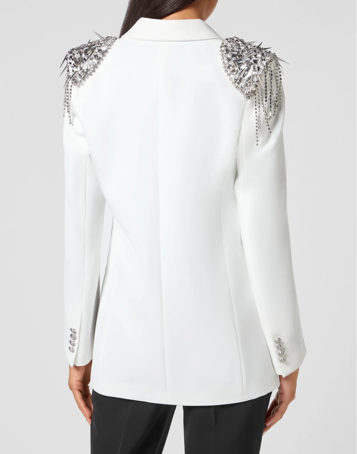 Double-Breasted Blazer with Crystals, цвет: Белый