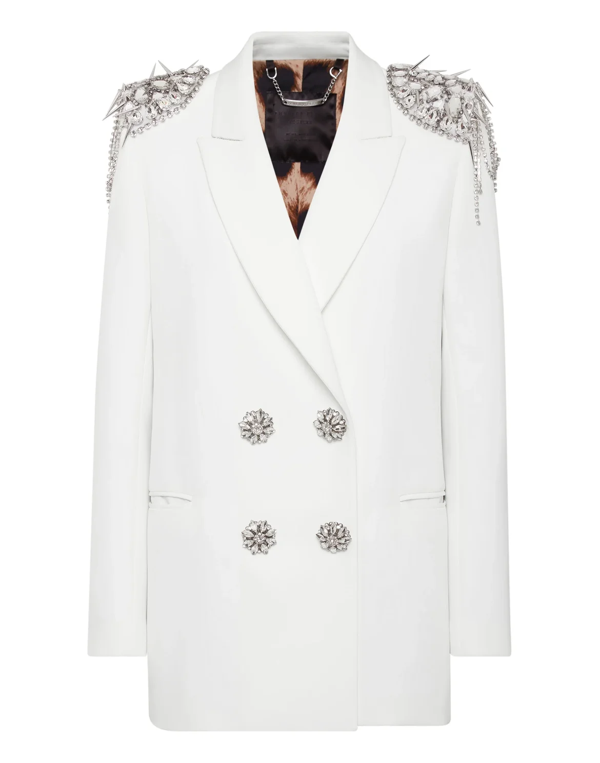 Double-Breasted Blazer with Crystals, цвет: Белый
