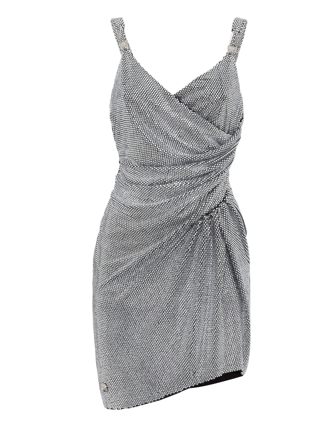 Drapped Mini Dress with Crystals, цвет: Прозрачный