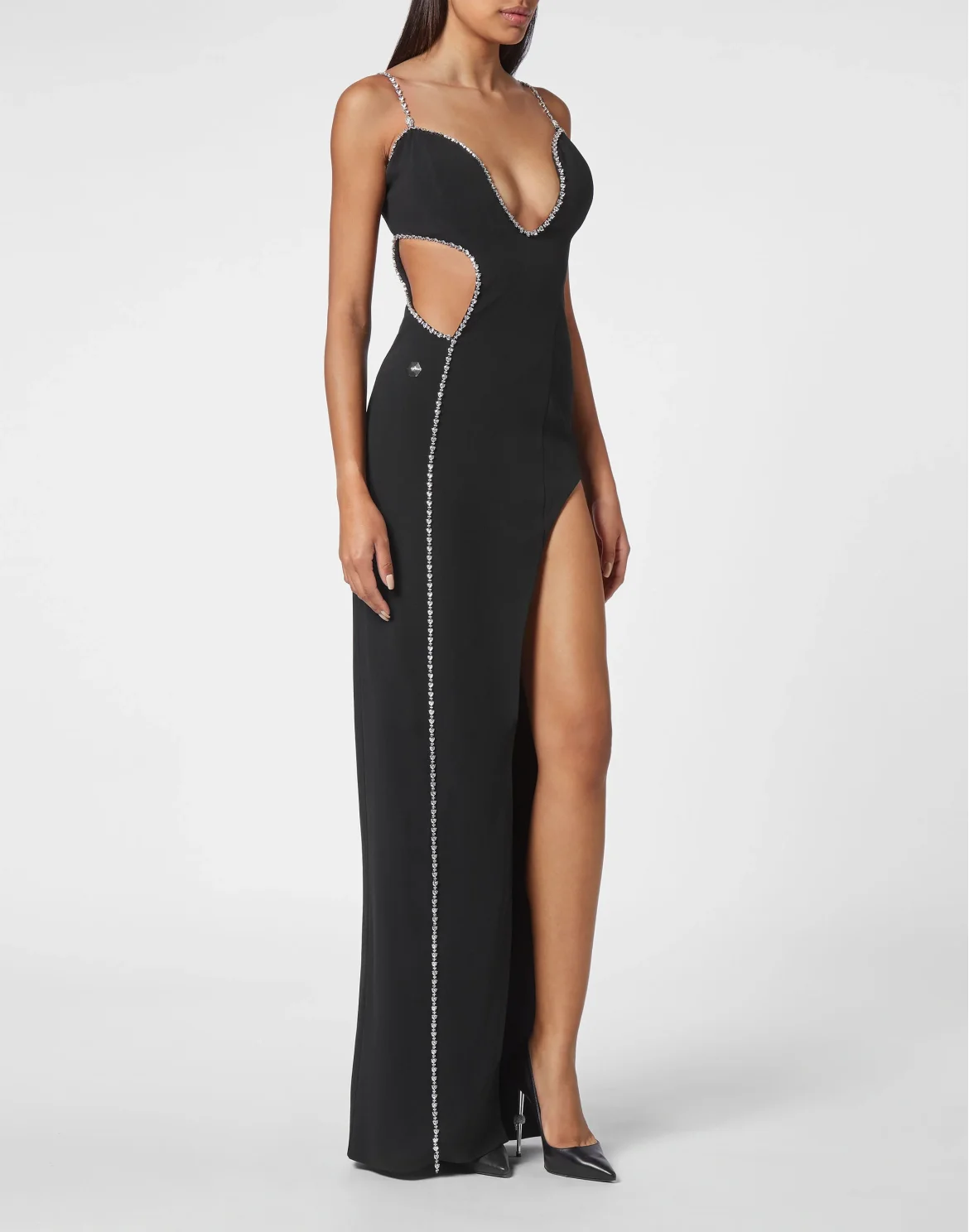 Long Dress with Crystals, цвет: Черный