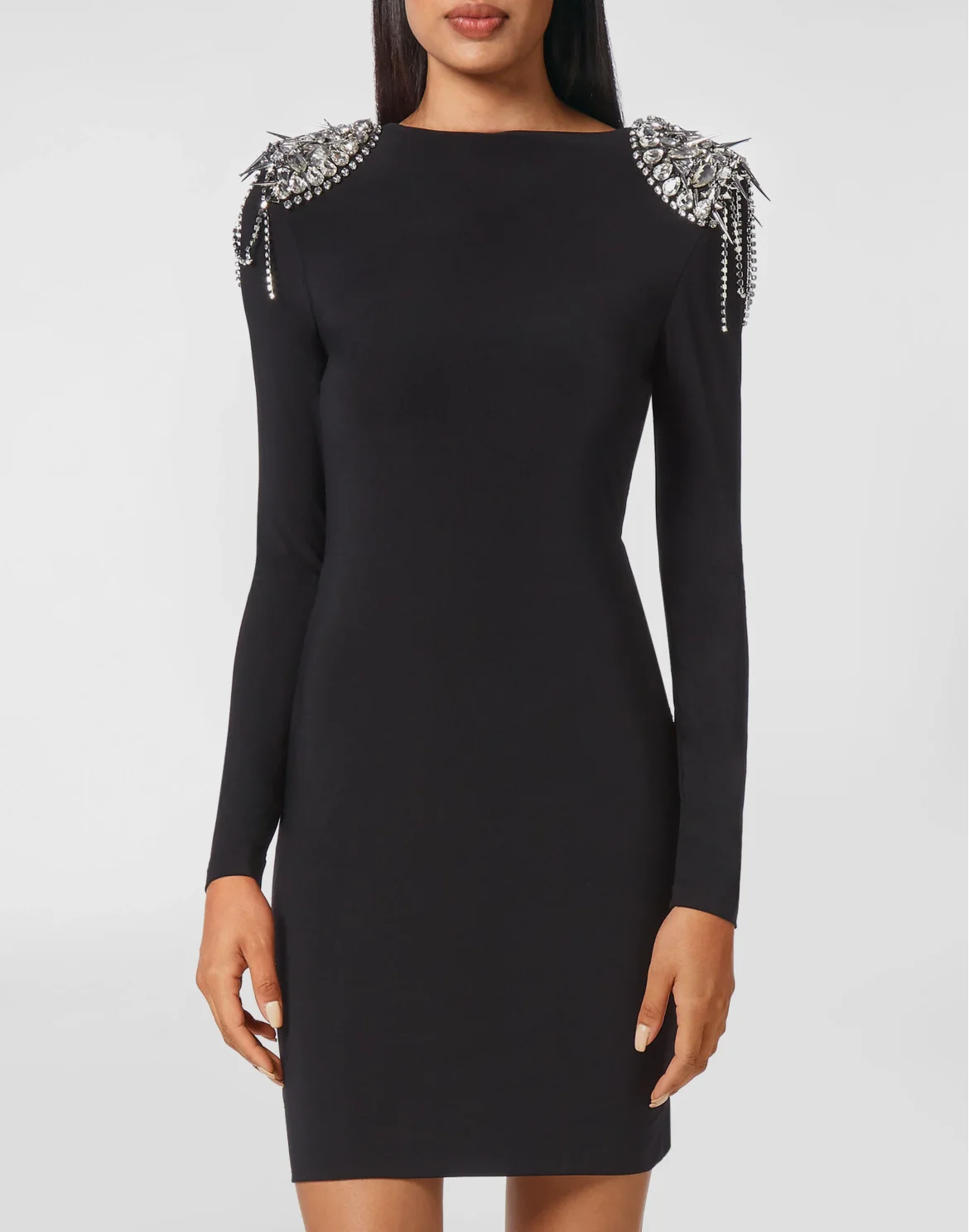 Draped Mini Dress with Crystals, цвет: Серый