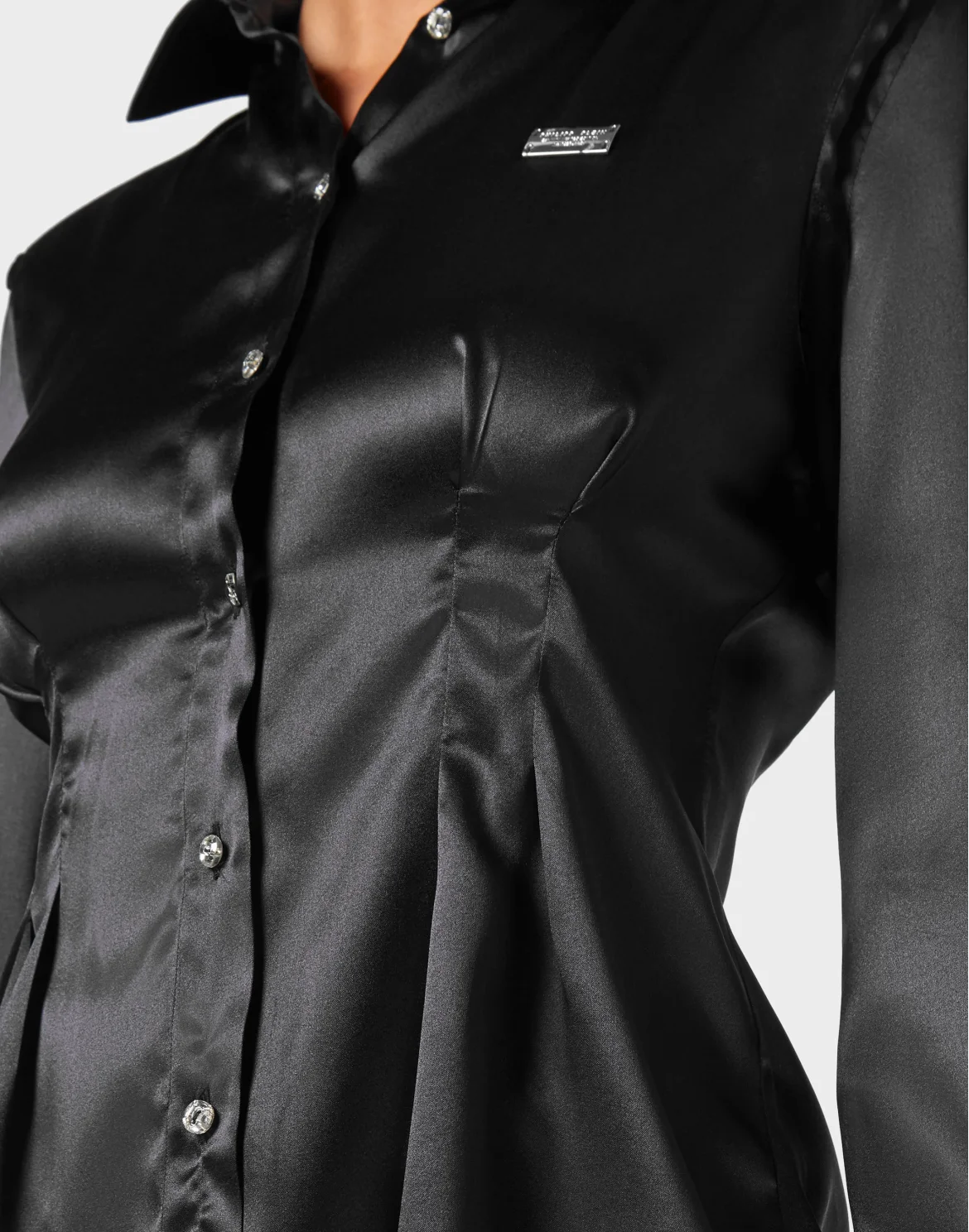 Silk Padded Shoulder Shirt, цвет: Черный