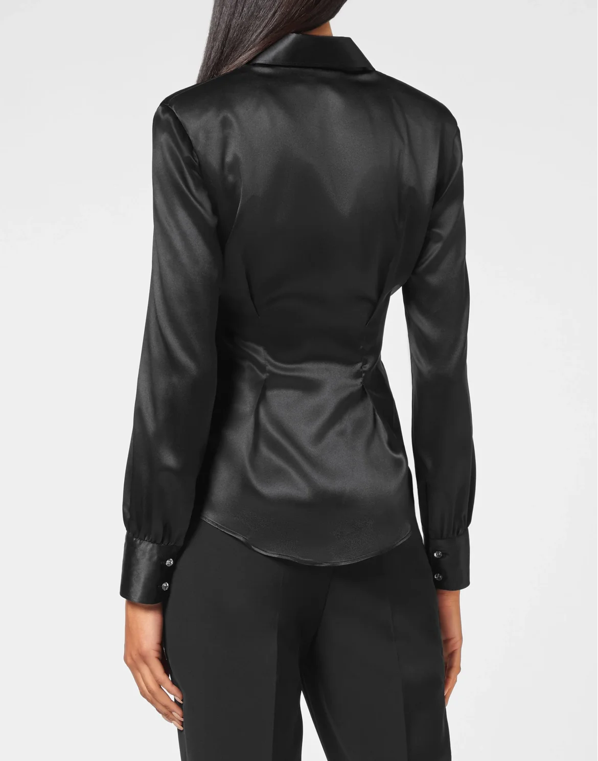 Silk Padded Shoulder Shirt, цвет: Черный