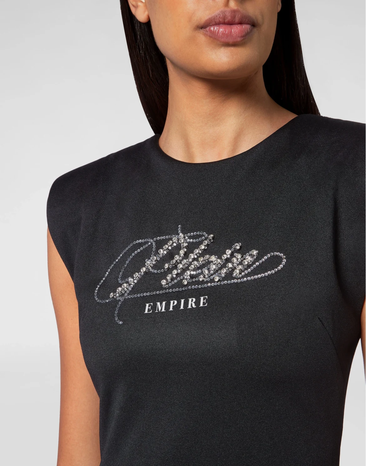 T-shirt Dress Padded Shoulders Plein Empire, цвет: Черный