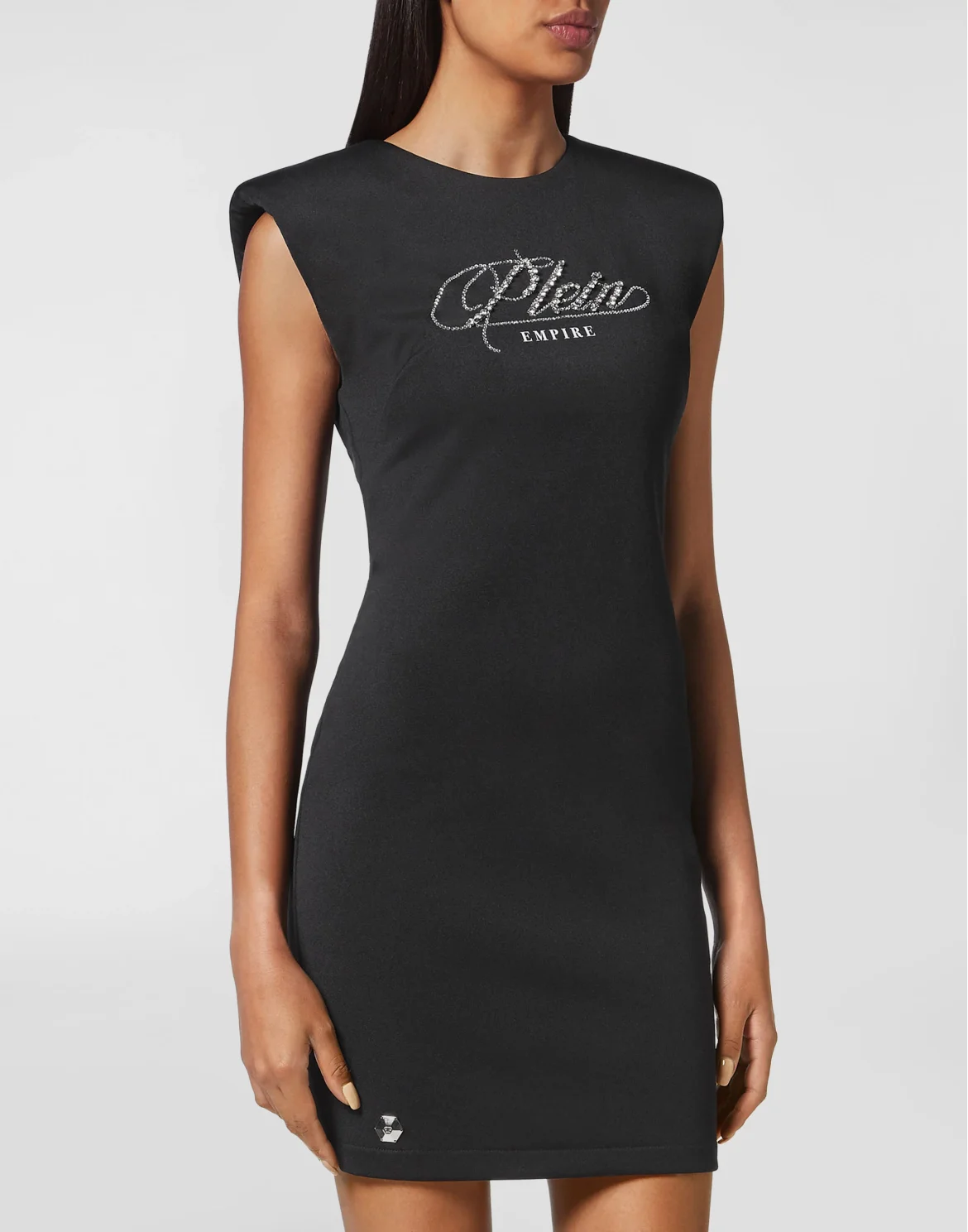 T-shirt Dress Padded Shoulders Plein Empire, цвет: Черный