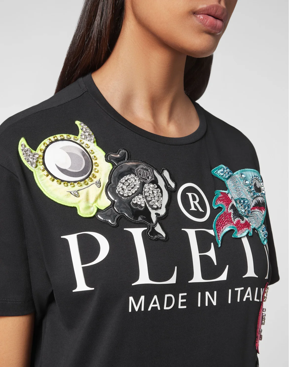 T-shirt Round Neck Man fit Monsters with Crystals, цвет: Мультиколор