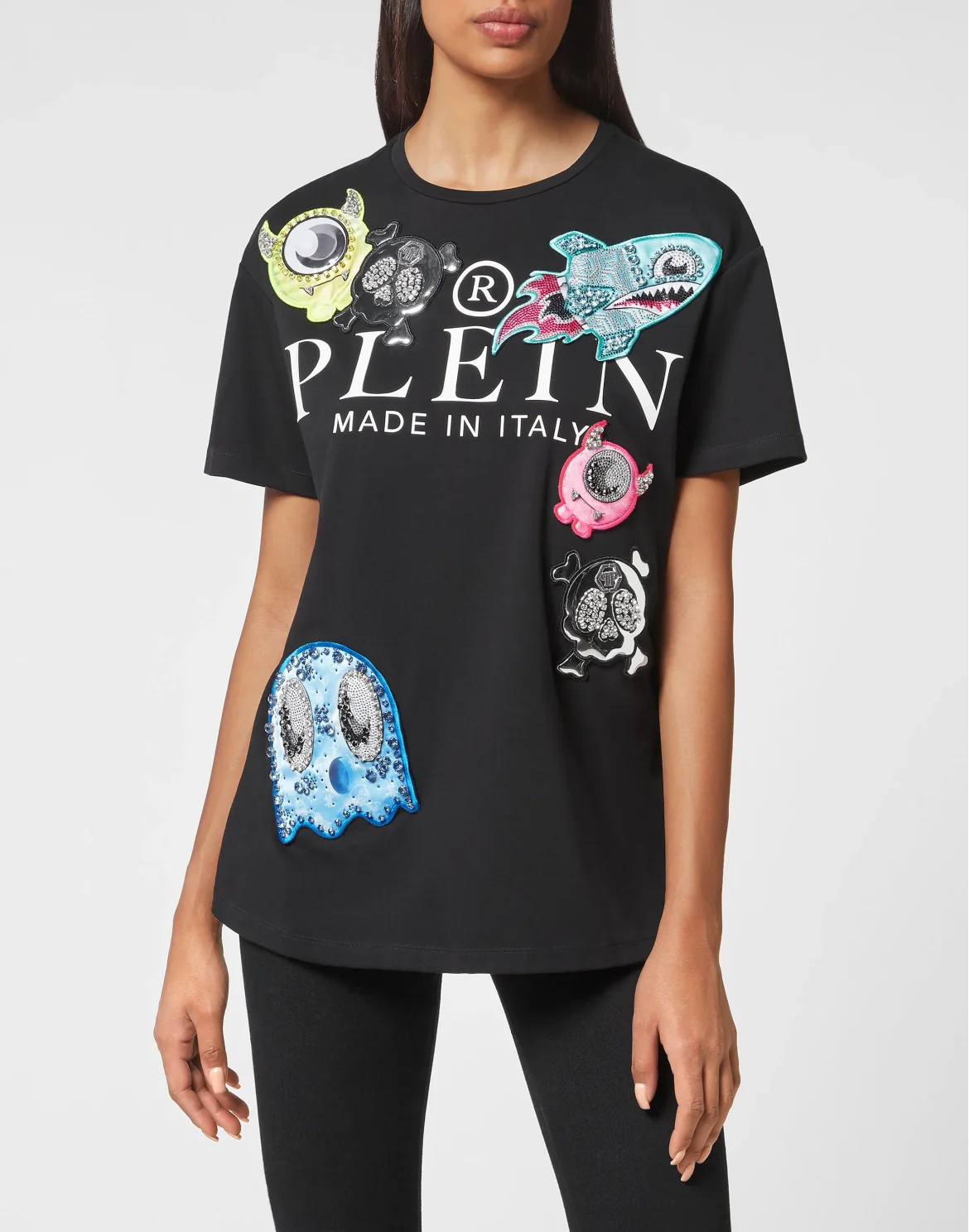 T-shirt Round Neck Man fit Monsters with Crystals, цвет: Мультиколор