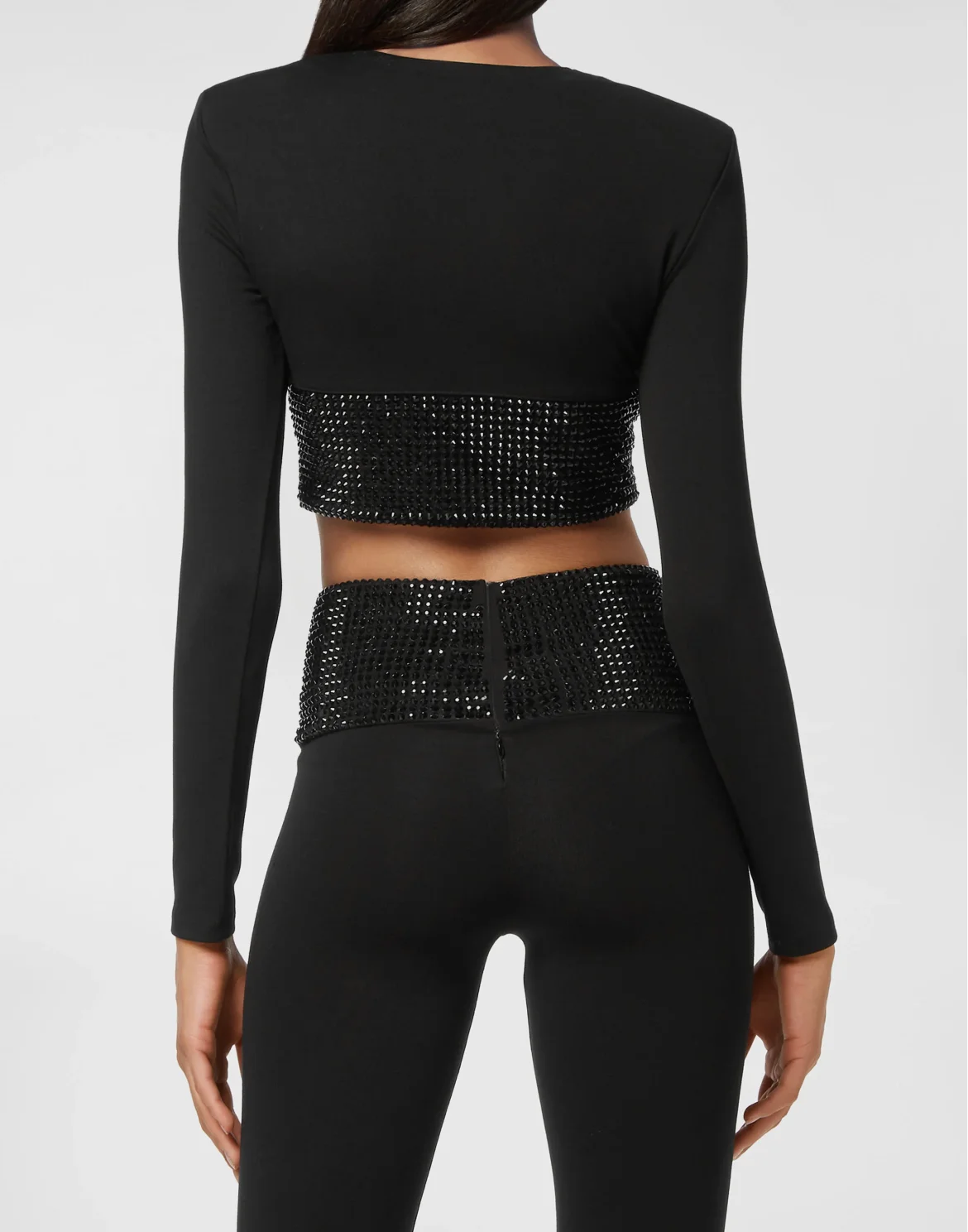 Longsleeve Top with Crystals, цвет: Черный