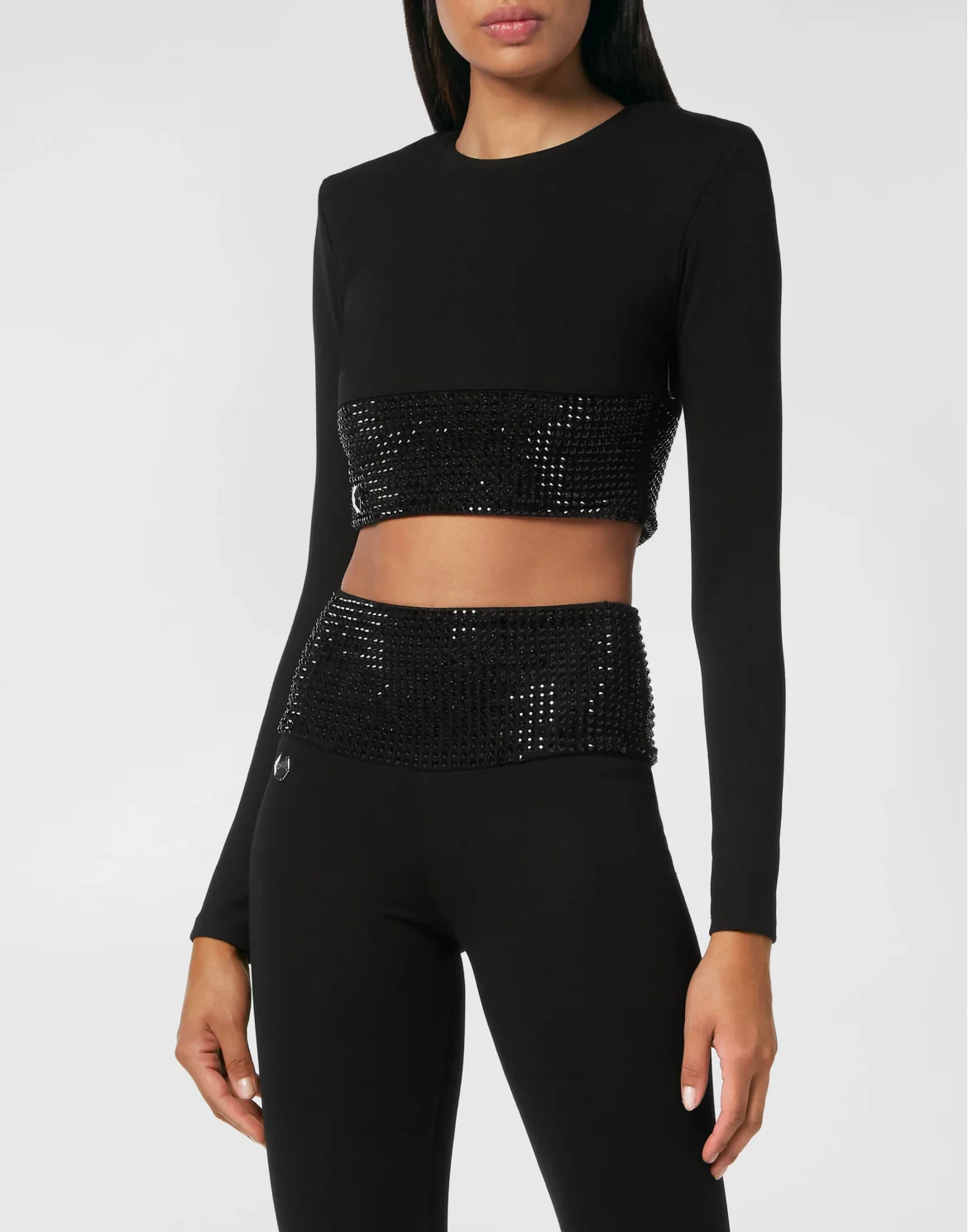 Longsleeve Top with Crystals, цвет: Черный