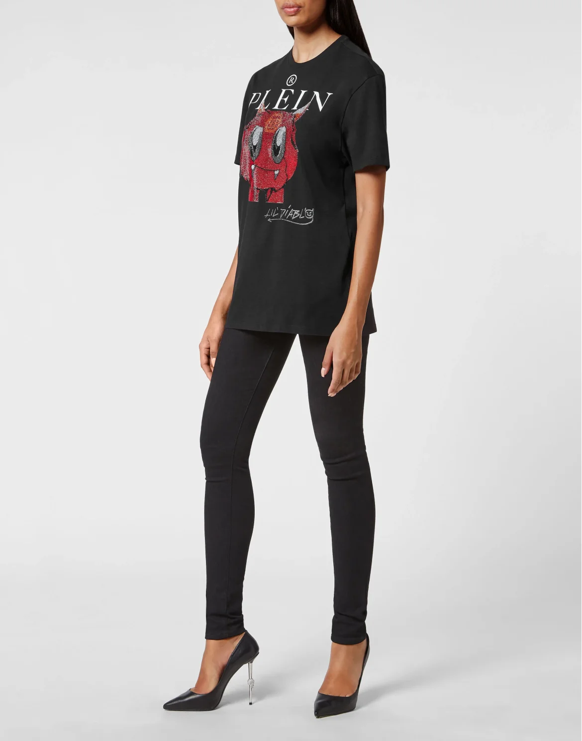 T-shirt Round Neck SS Man Fit Monsters with Crystals, цвет: Черный