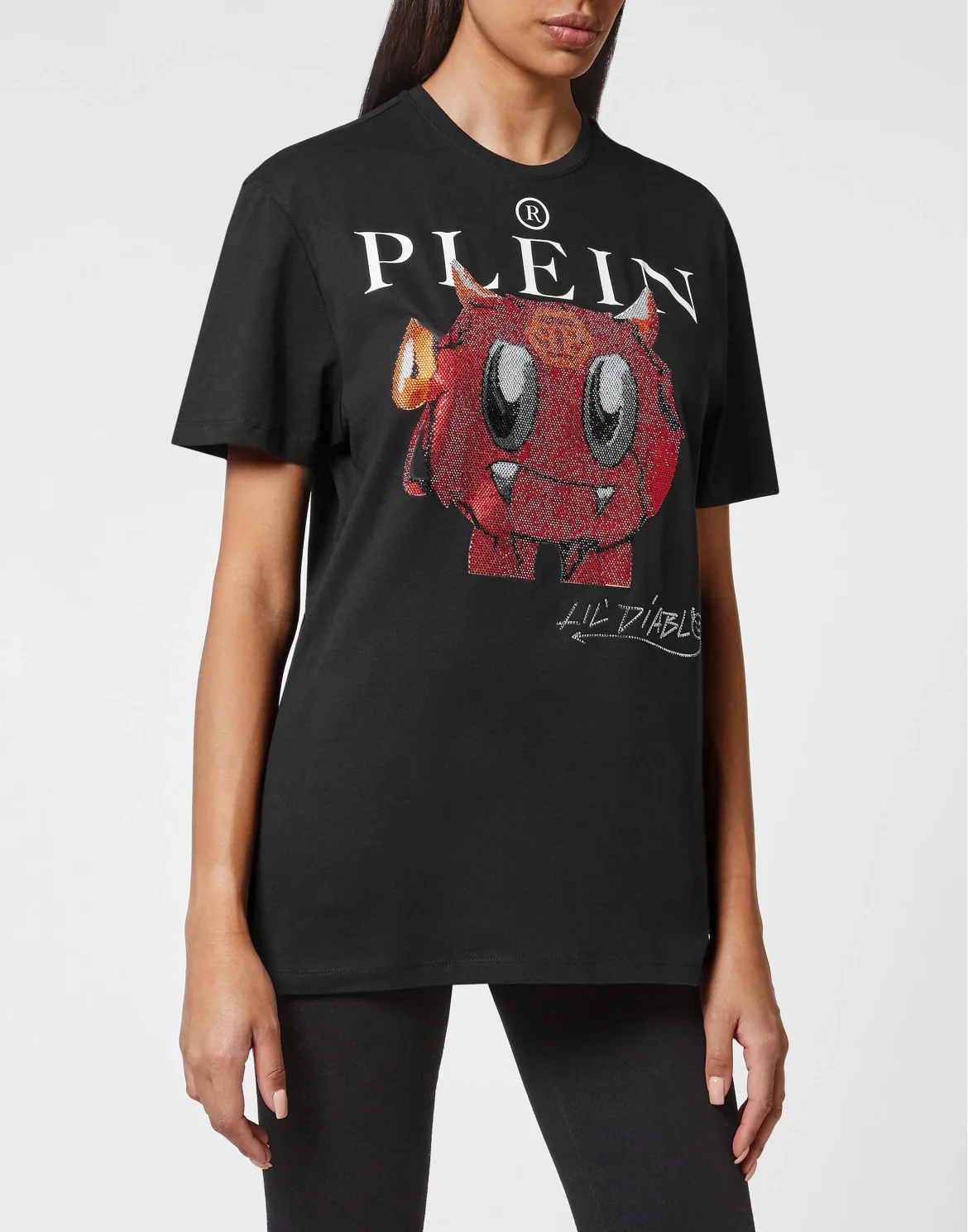 T-shirt Round Neck SS Man Fit Monsters with Crystals, цвет: Черный