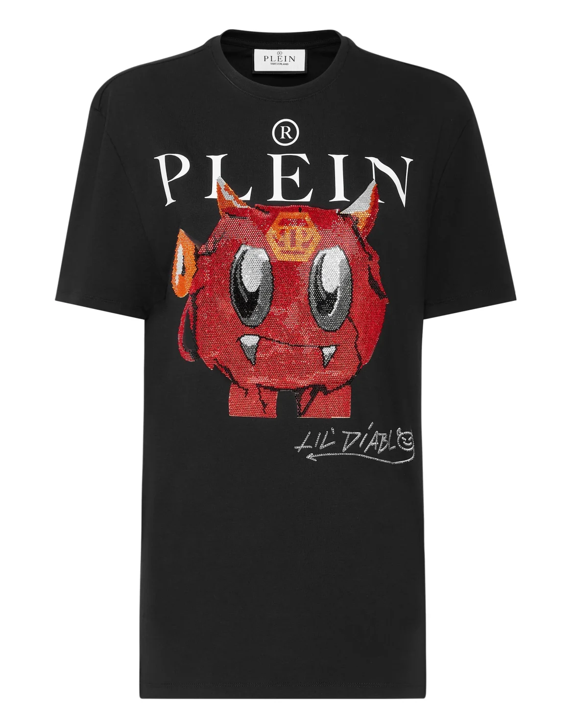 T-shirt Round Neck SS Man Fit Monsters with Crystals, цвет: Черный