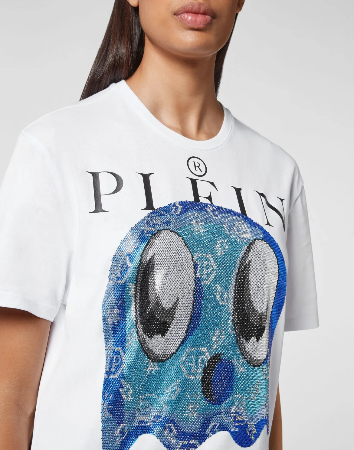 T-shirt Round Neck SS Man Fit Monsters with Crystals, цвет: Белый