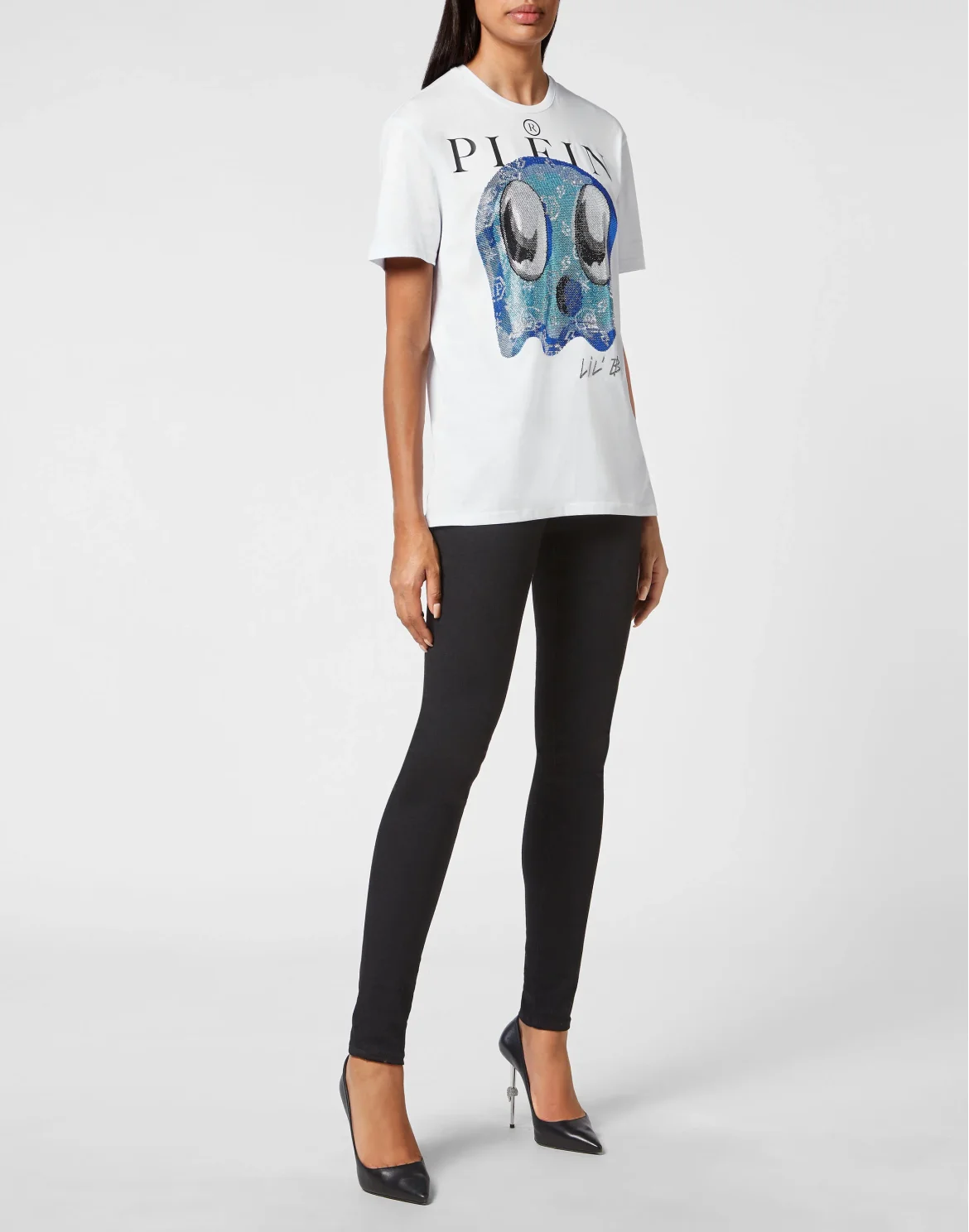 T-shirt Round Neck SS Man Fit Monsters with Crystals, цвет: Белый