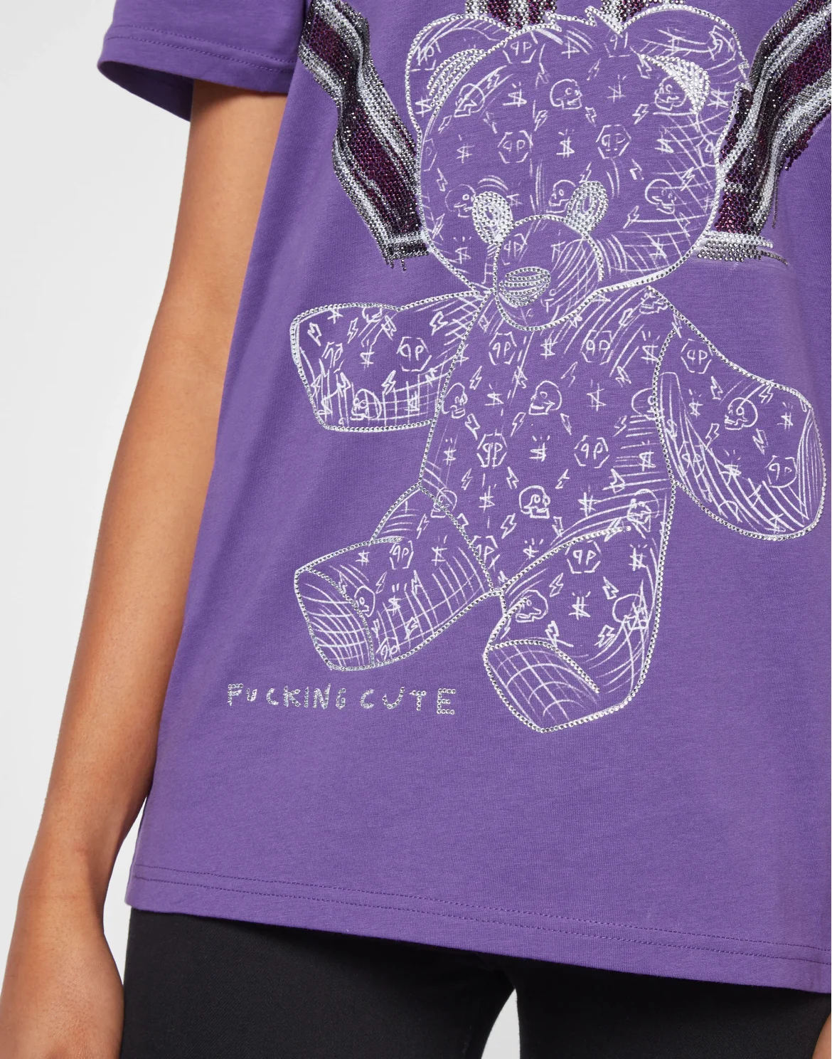 T-shirt Round Neck SS Man Fit Teddy Bear with Crystals, цвет: Фиолетовый