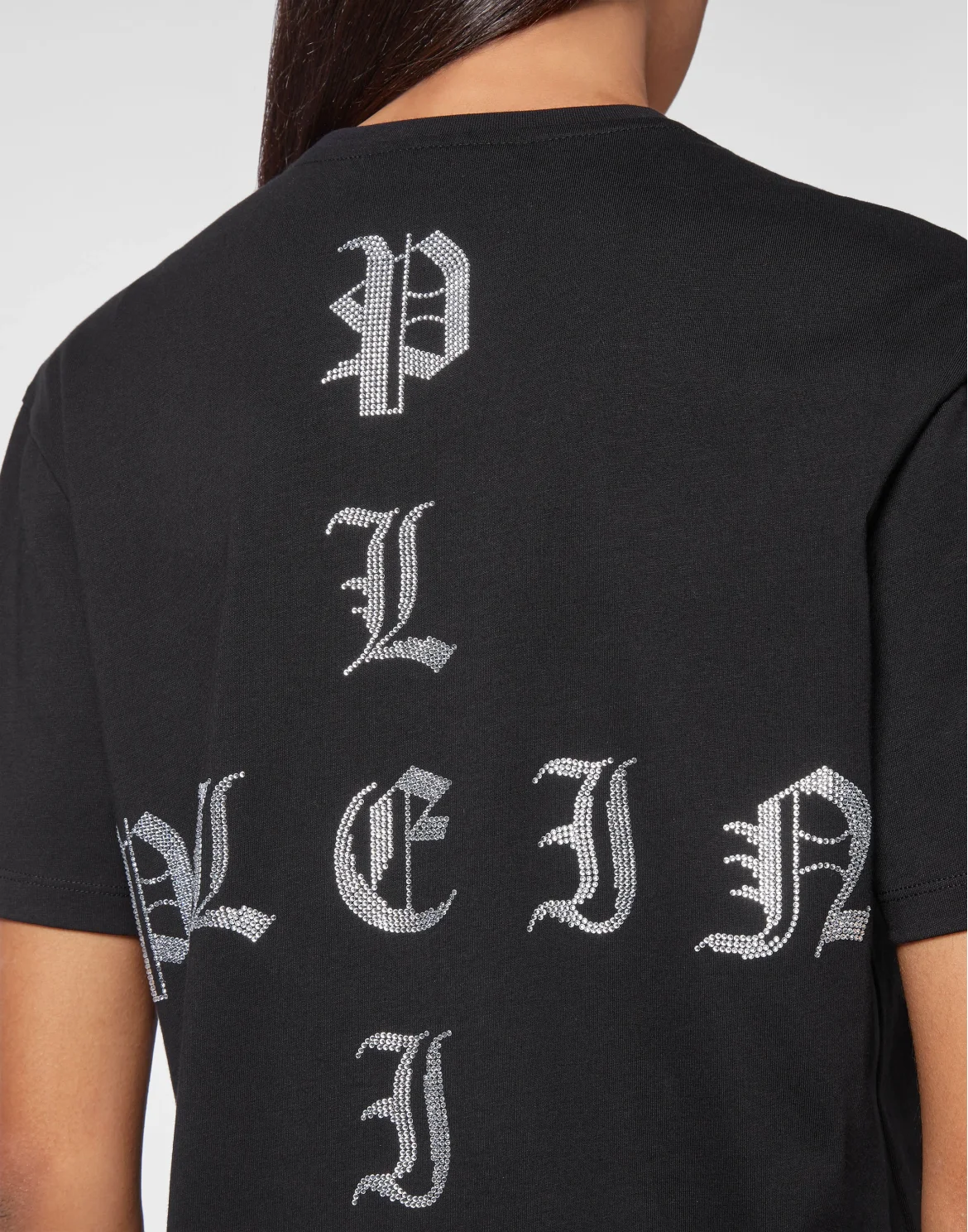 T-shirt Round Neck SS Man Fit Gothic Plein with Crystals, цвет: Черный