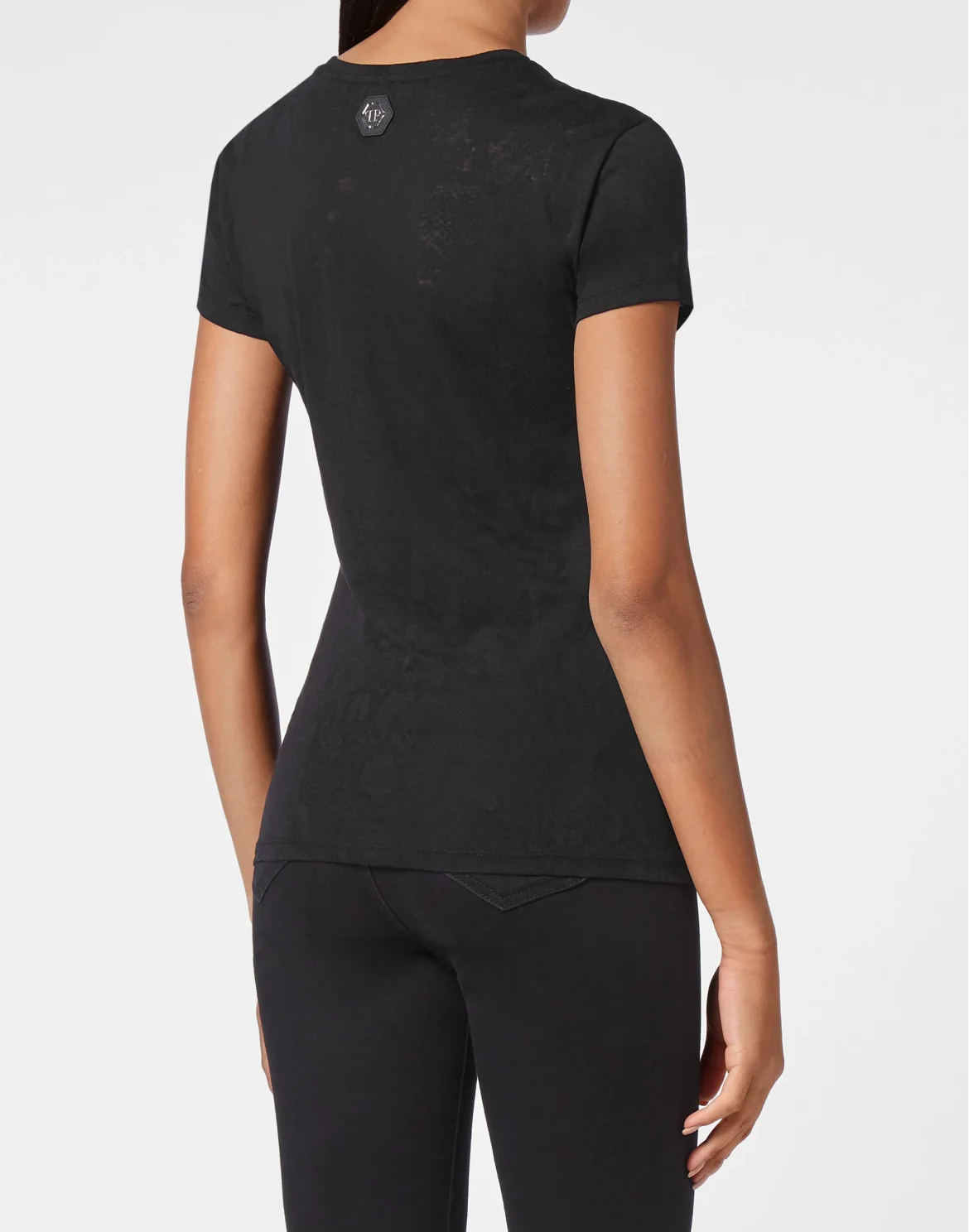 T-shirt Round Neck SS Sexy Pure Fit with Crystals, цвет: Черный