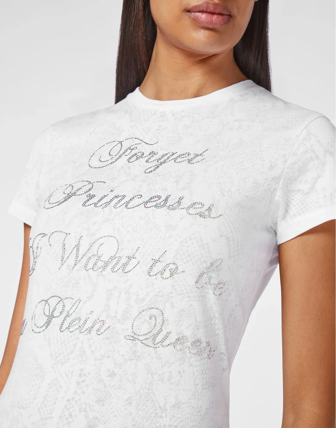 T-shirt Round Neck SS Sexy Pure Fit with Crystals, цвет: Белый