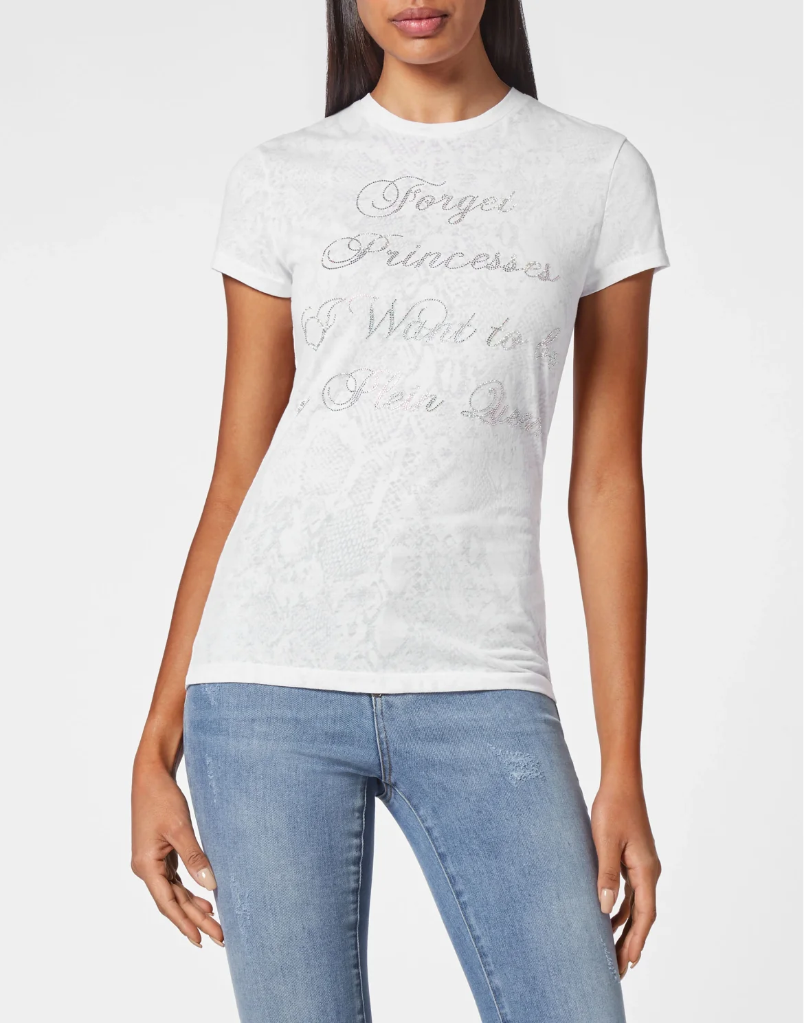 T-shirt Round Neck SS Sexy Pure Fit with Crystals, цвет: Белый