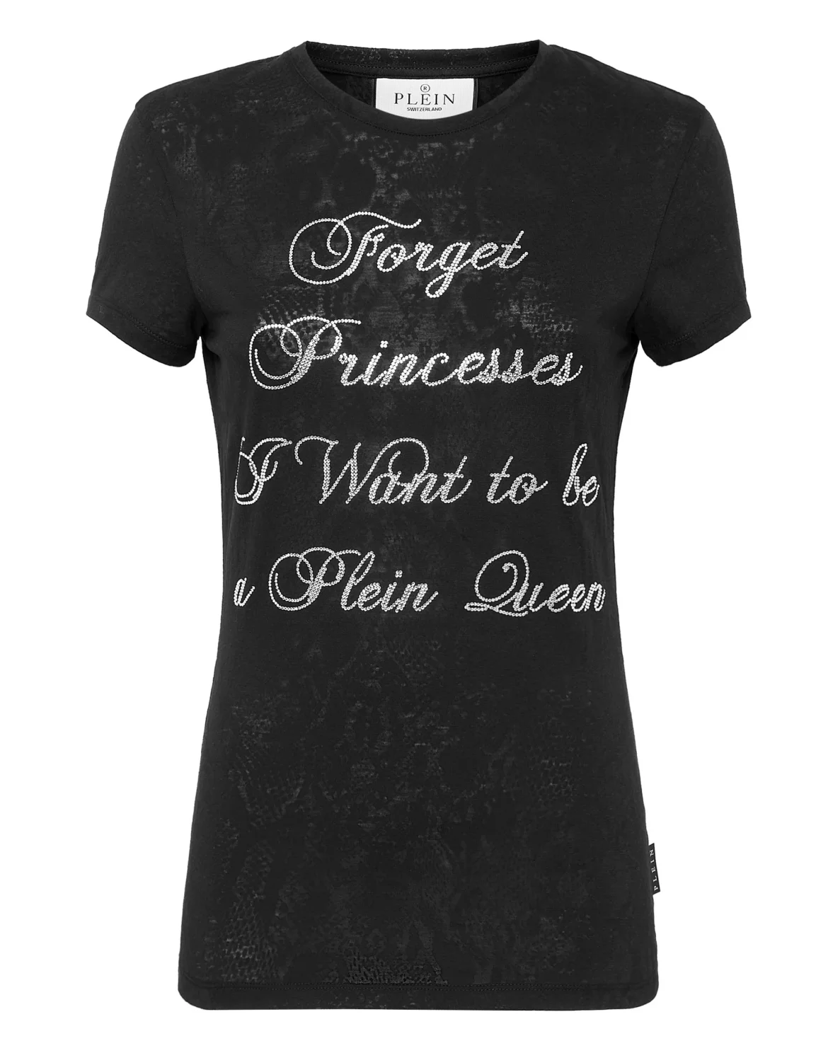T-shirt Round Neck SS Sexy Pure Fit with Crystals, цвет: Черный