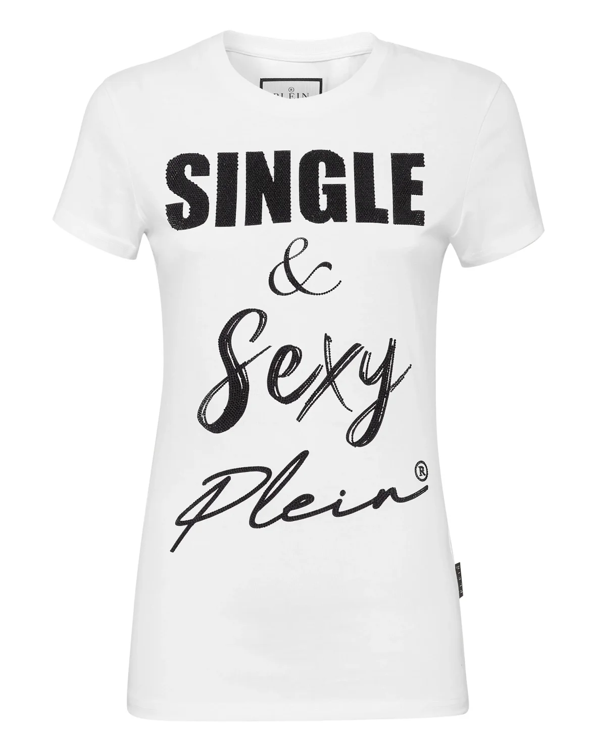 T-shirt Round Neck SS Sexy Pure Fit  with Crystals, цвет: Белый