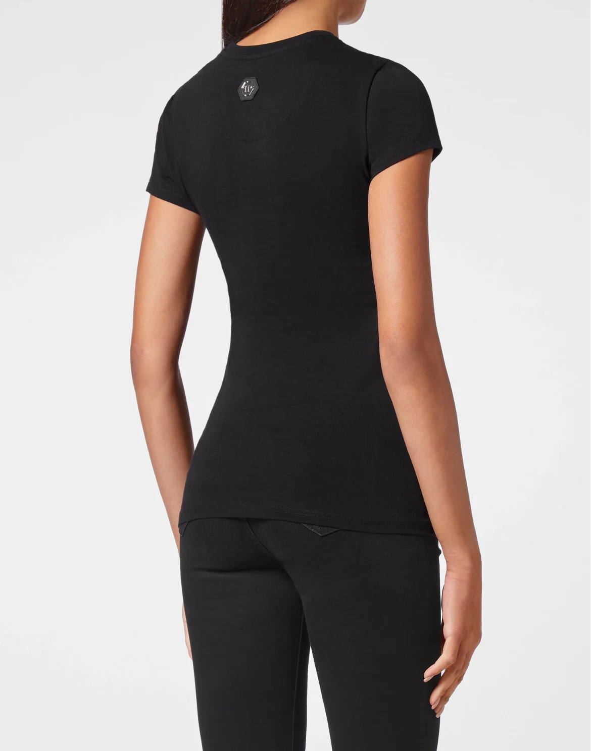 T-shirt Round Neck SS Sexy Pure Fit  with Crystals, цвет: Черный
