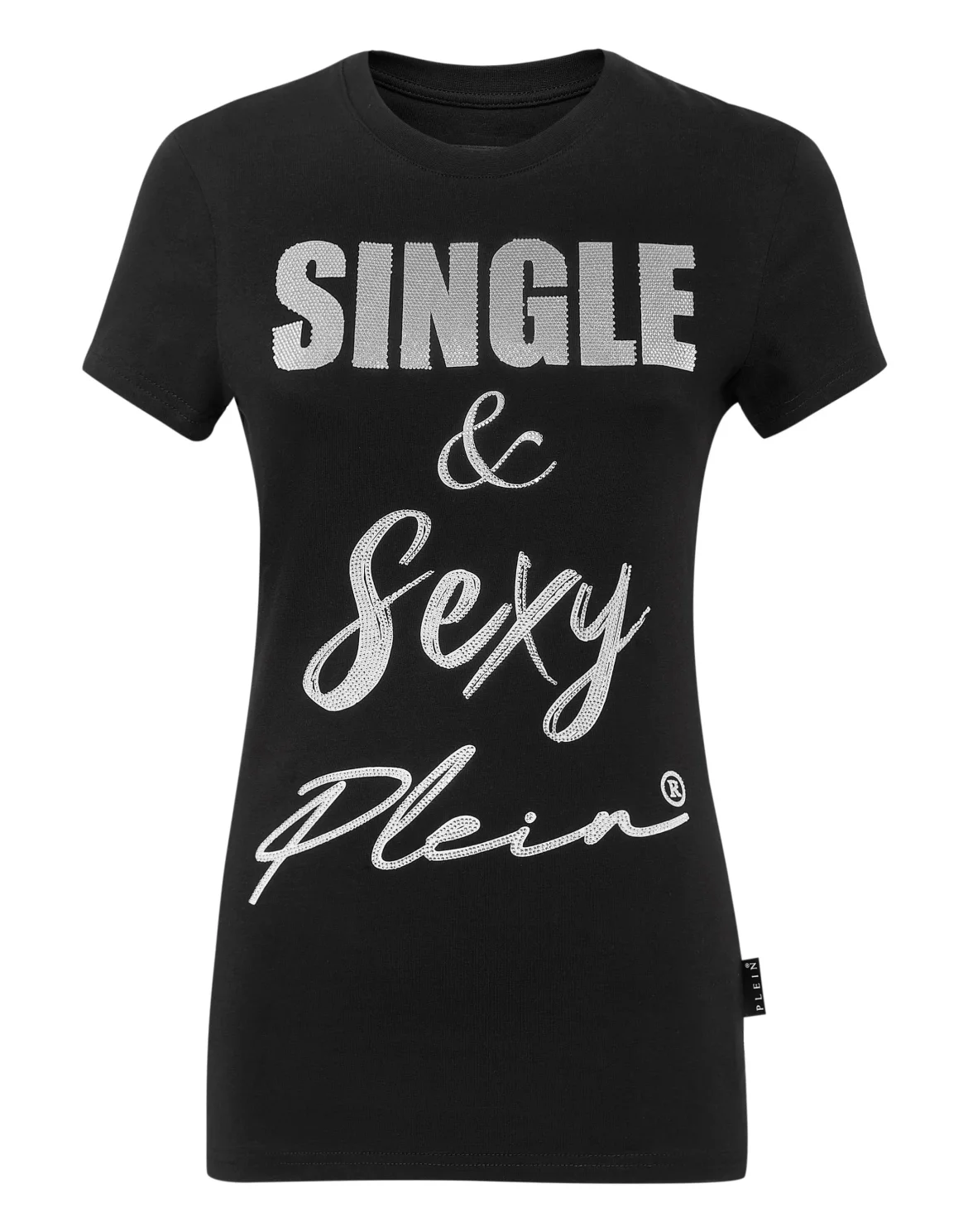 T-shirt Round Neck SS Sexy Pure Fit  with Crystals, цвет: Черный