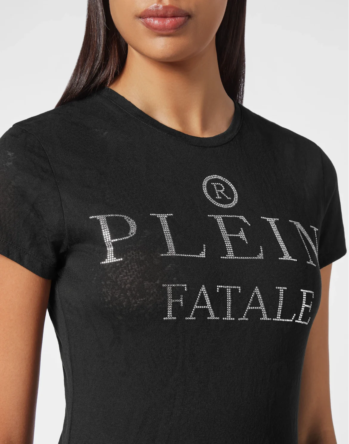T-shirt Round Neck SS Sexy Pure Fit with Crystals, цвет: Черный